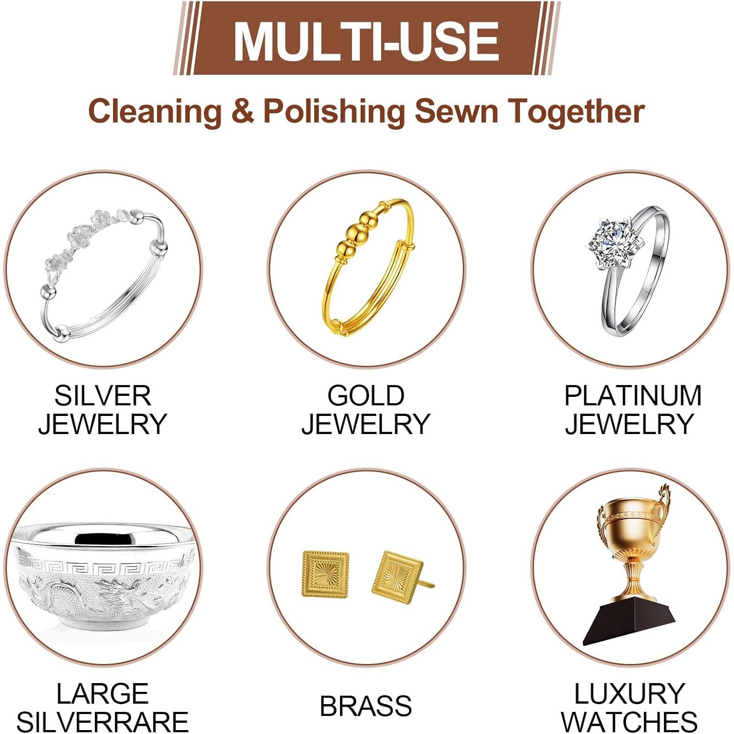 Paño de Pulido de Plata BOHUIZ 4 Pcs Doble Cara 20x20cm