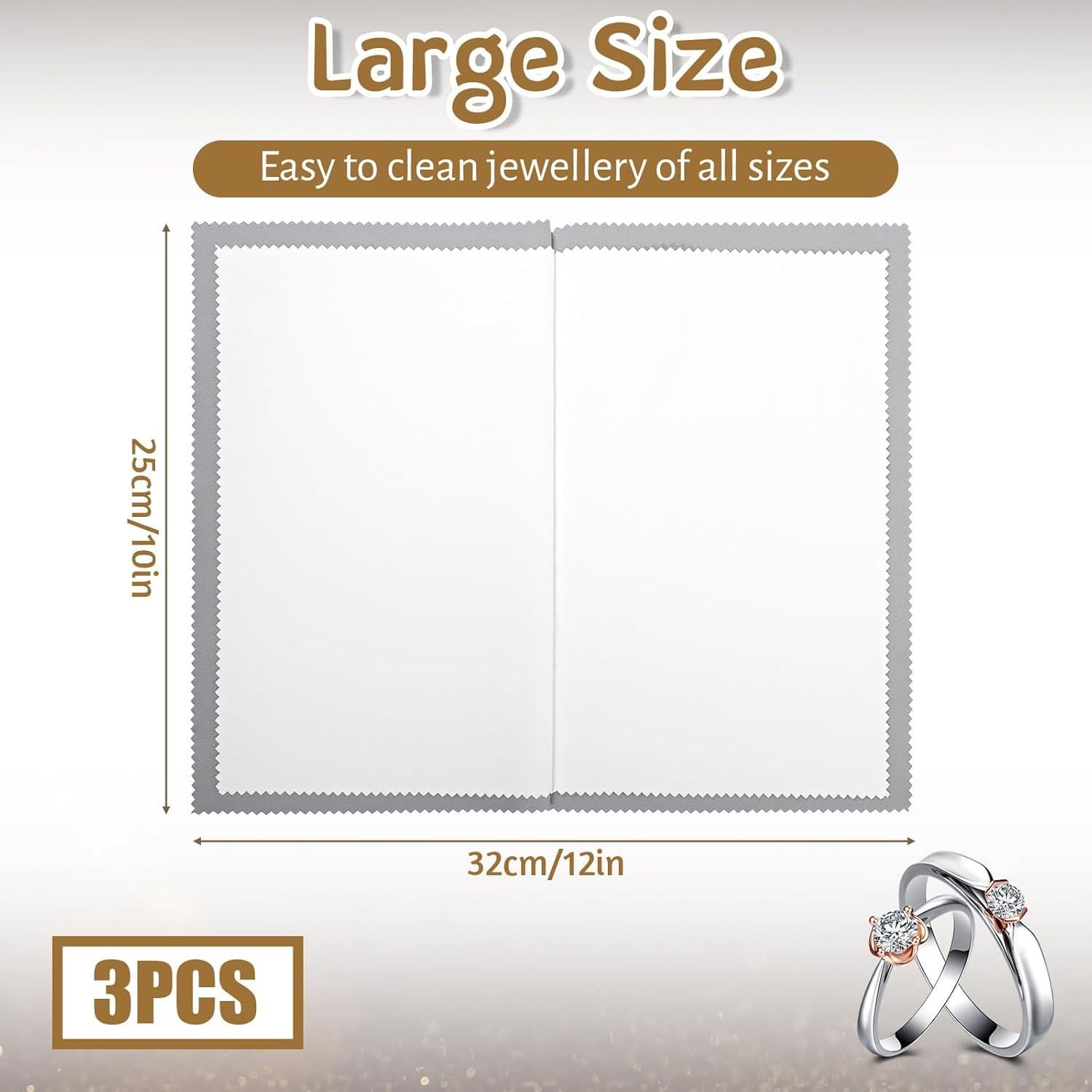 3 Paños de Limpieza de Joyería FdcZeyxior 25.4x30.48 cm Gris