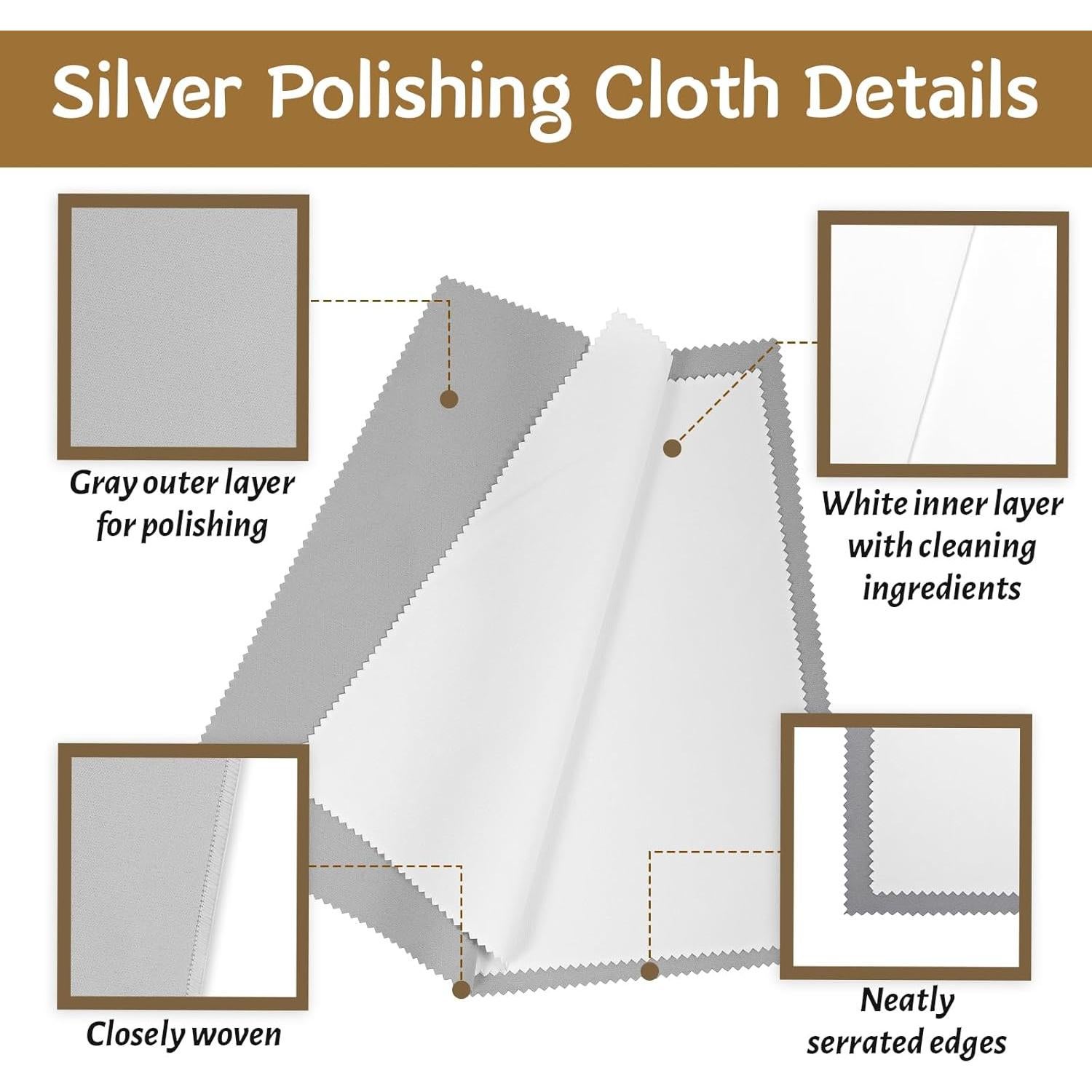 3 Paños de Limpieza de Joyería FdcZeyxior 25.4x30.48 cm Gris