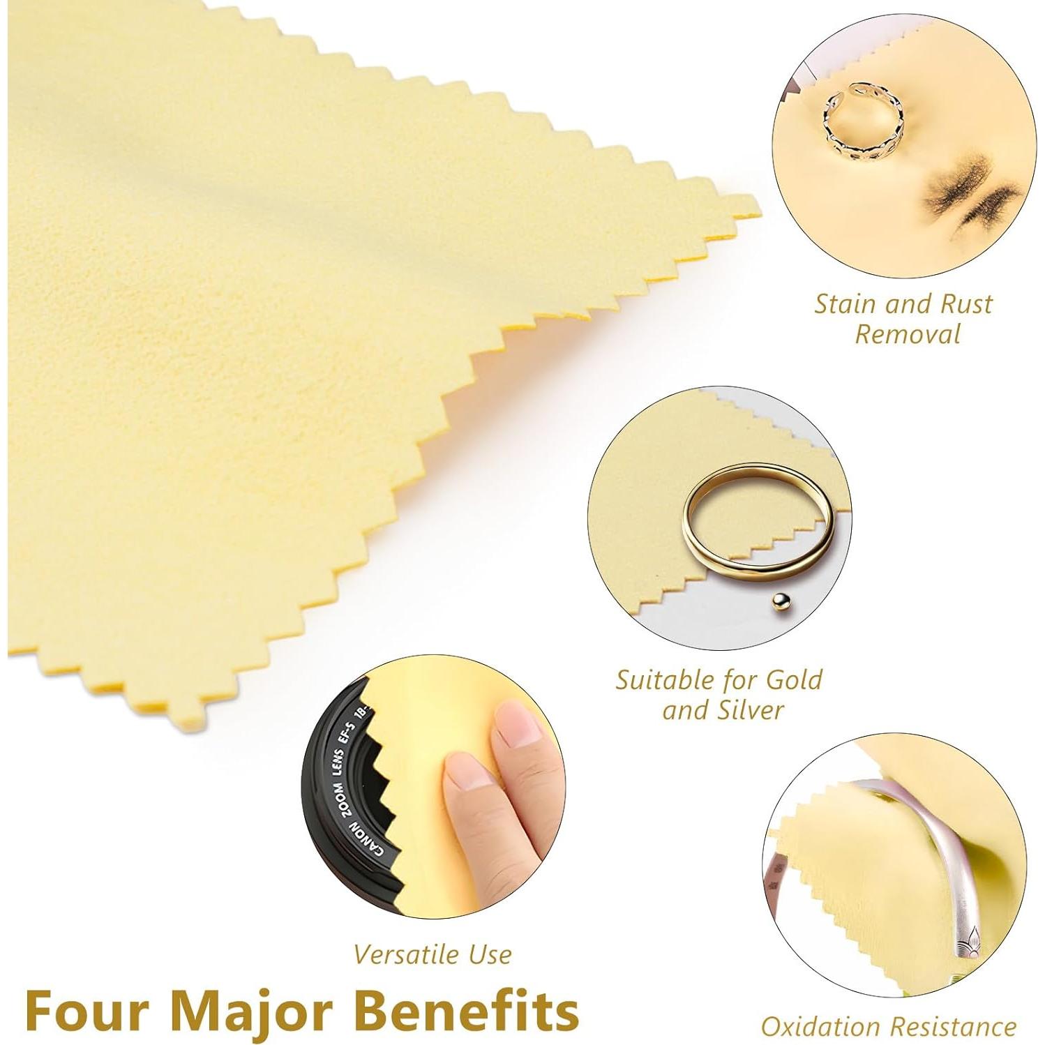 Set de 100 Paños de Microfibra para Pulido de Joyería Amarillo 8x8 cm
