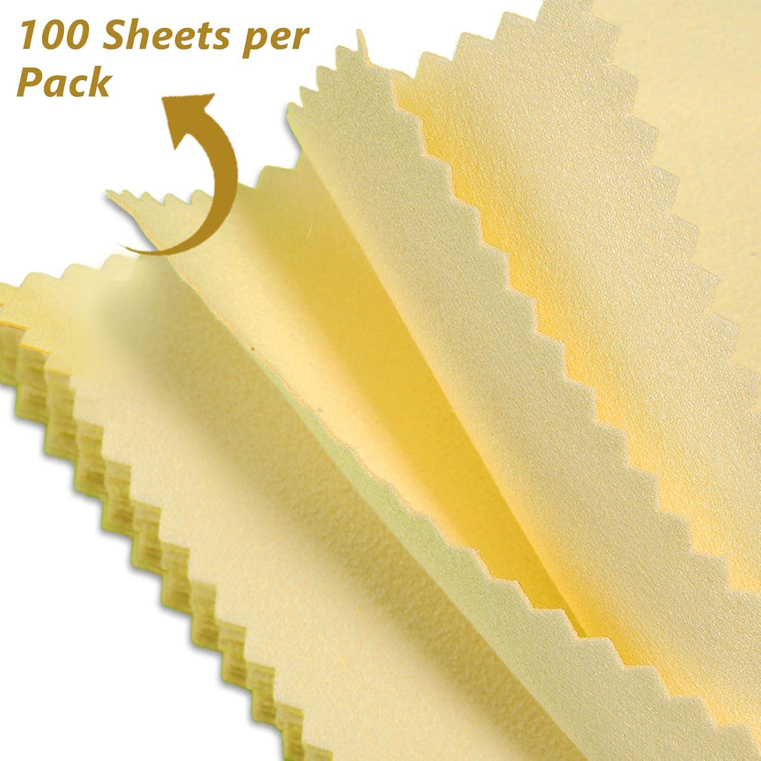 Set de 100 Paños de Microfibra para Pulido de Joyería Amarillo 8x8 cm