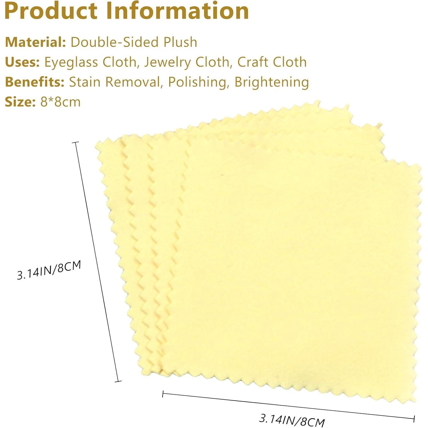 Set de 100 Paños de Microfibra para Pulido de Joyería Amarillo 8x8 cm