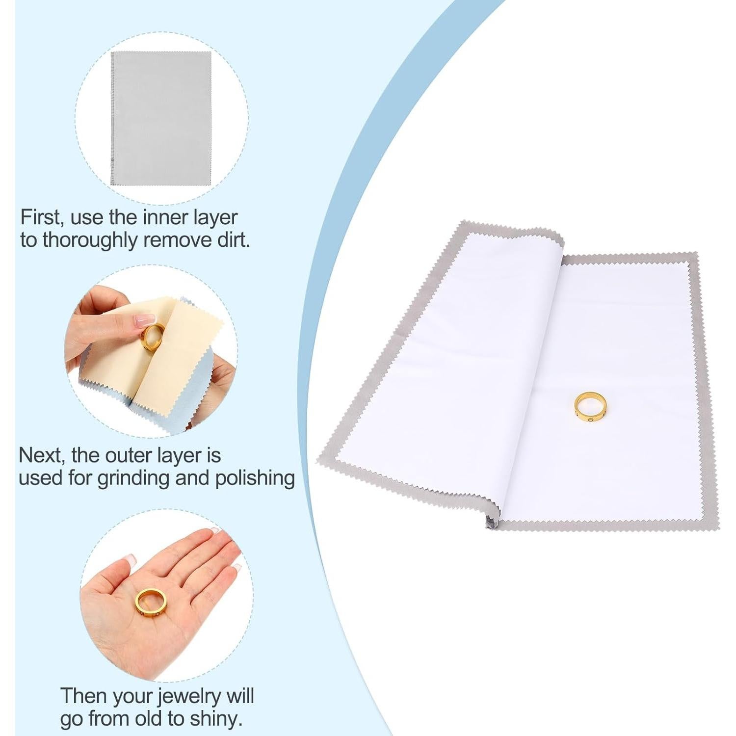 Paño de Limpieza de Joyería PATIKIL Algodón Doble Capa 32x25cm