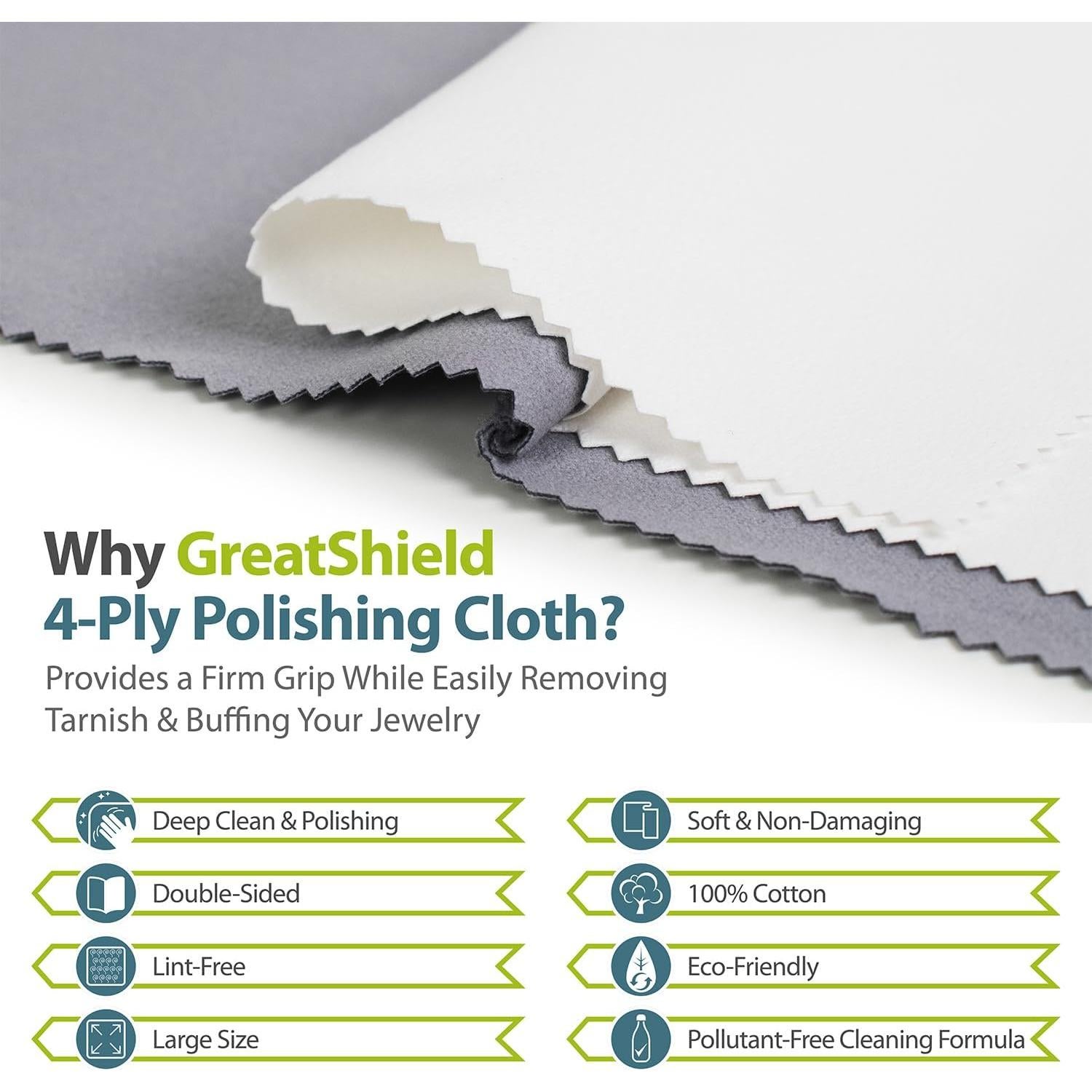 Paño de limpieza de joyería GreatShield 4 capas 20x28cm