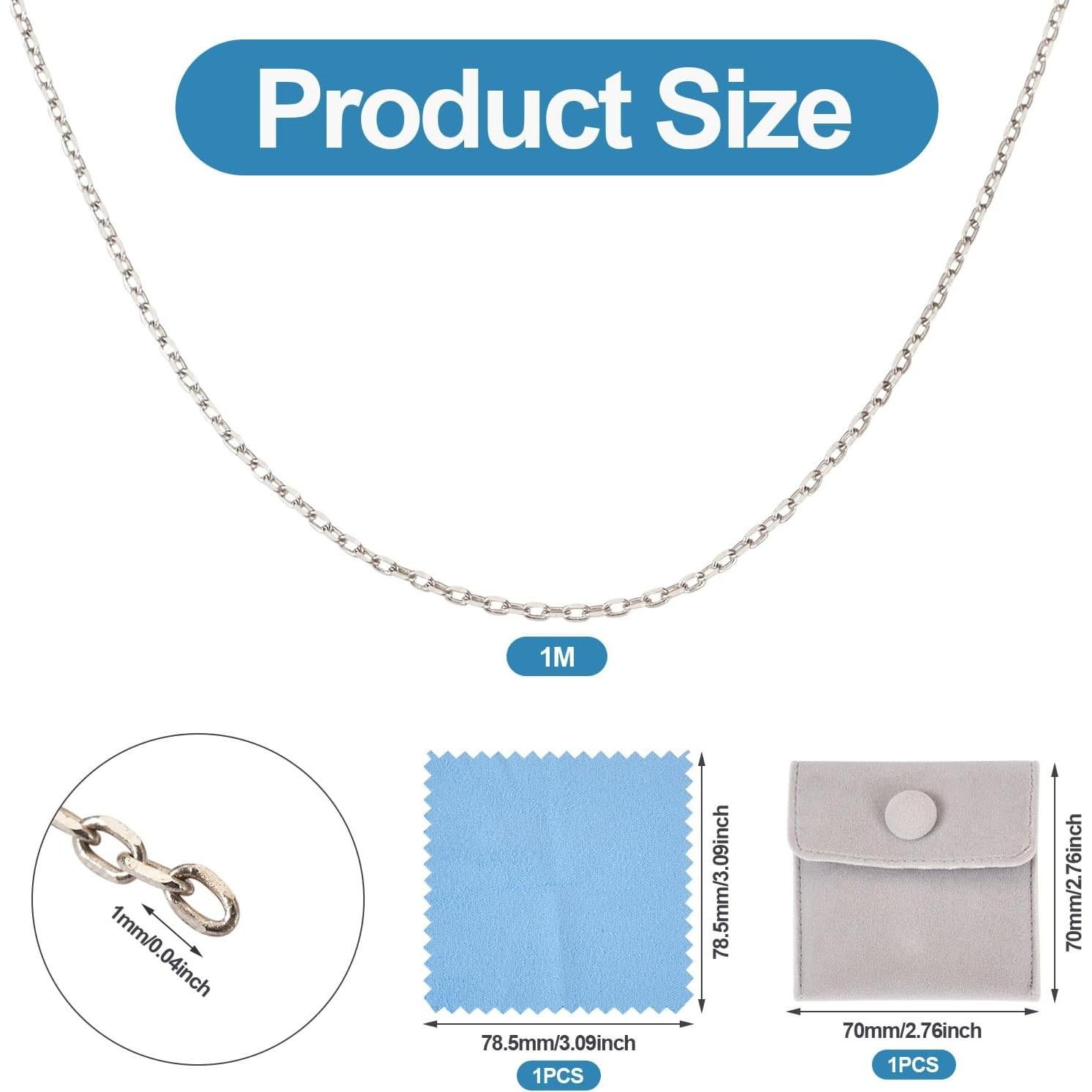 Cadena de Plata Esterlina 925 Elecrelive 1 Metro para Joyería