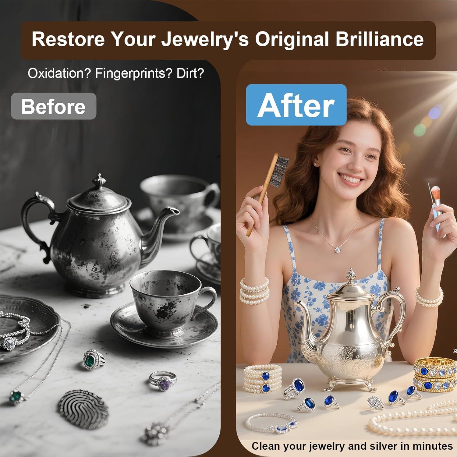 Kit de Limpieza de Joyería 20 Piezas - Cepillos y Paños