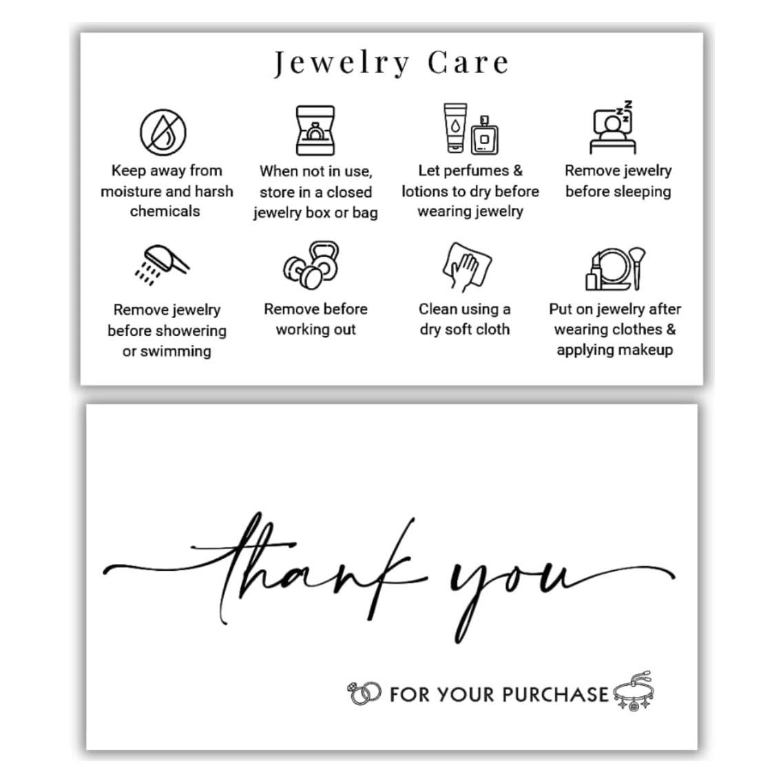 Tarjetas de Cuidado de Joyería LEES A.M. - Paquete de 50