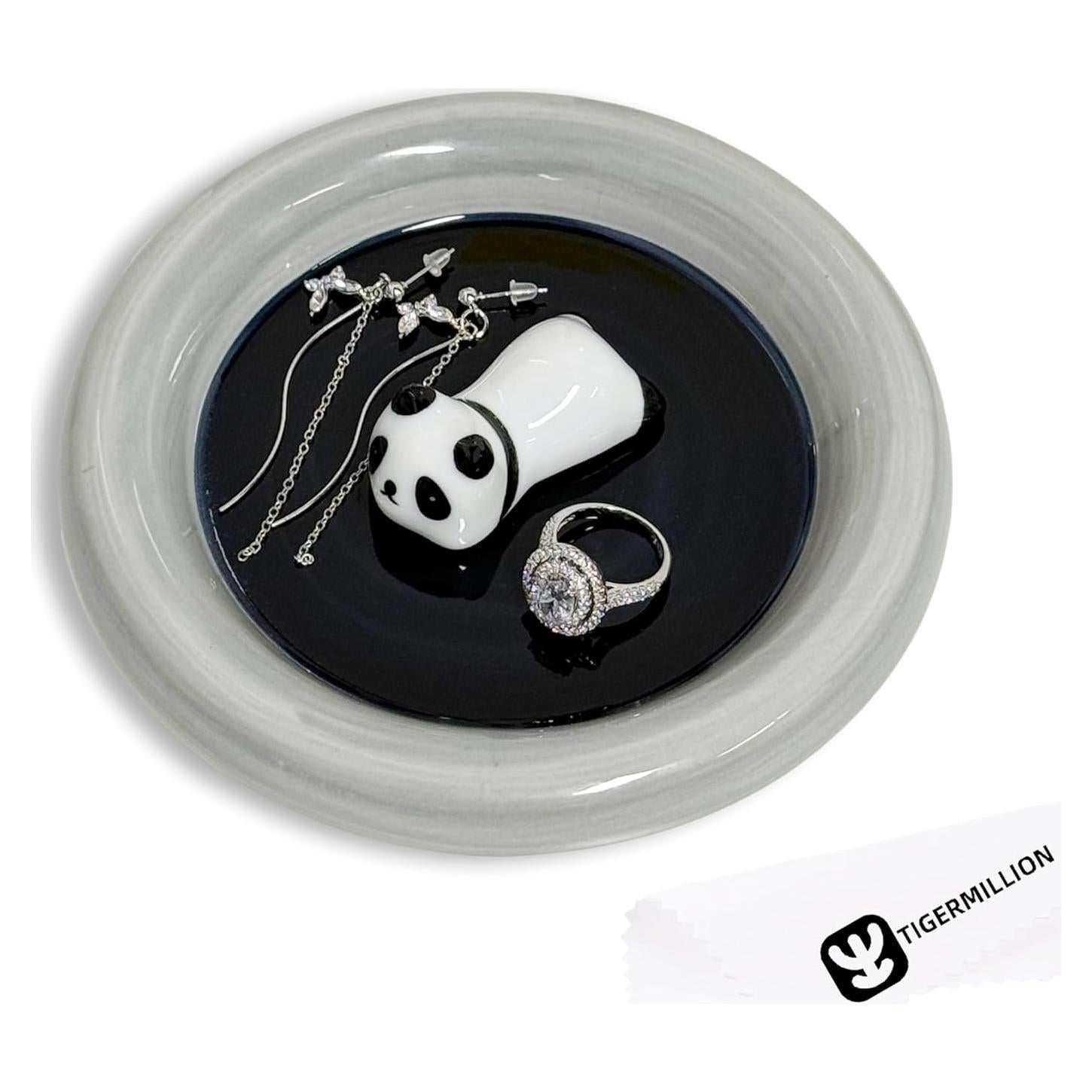 Plato para Joyería Tigermillion Panda Cerámica Negro 15cm