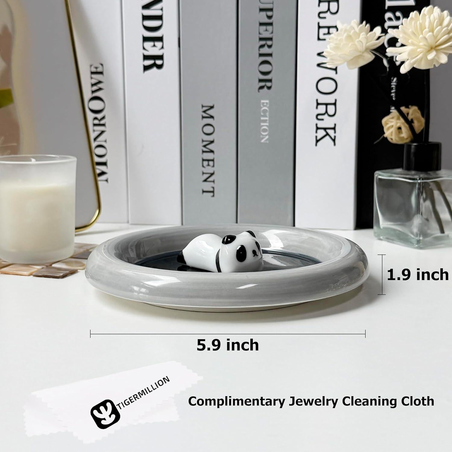 Plato para Joyería Tigermillion Panda Cerámica Negro 15cm