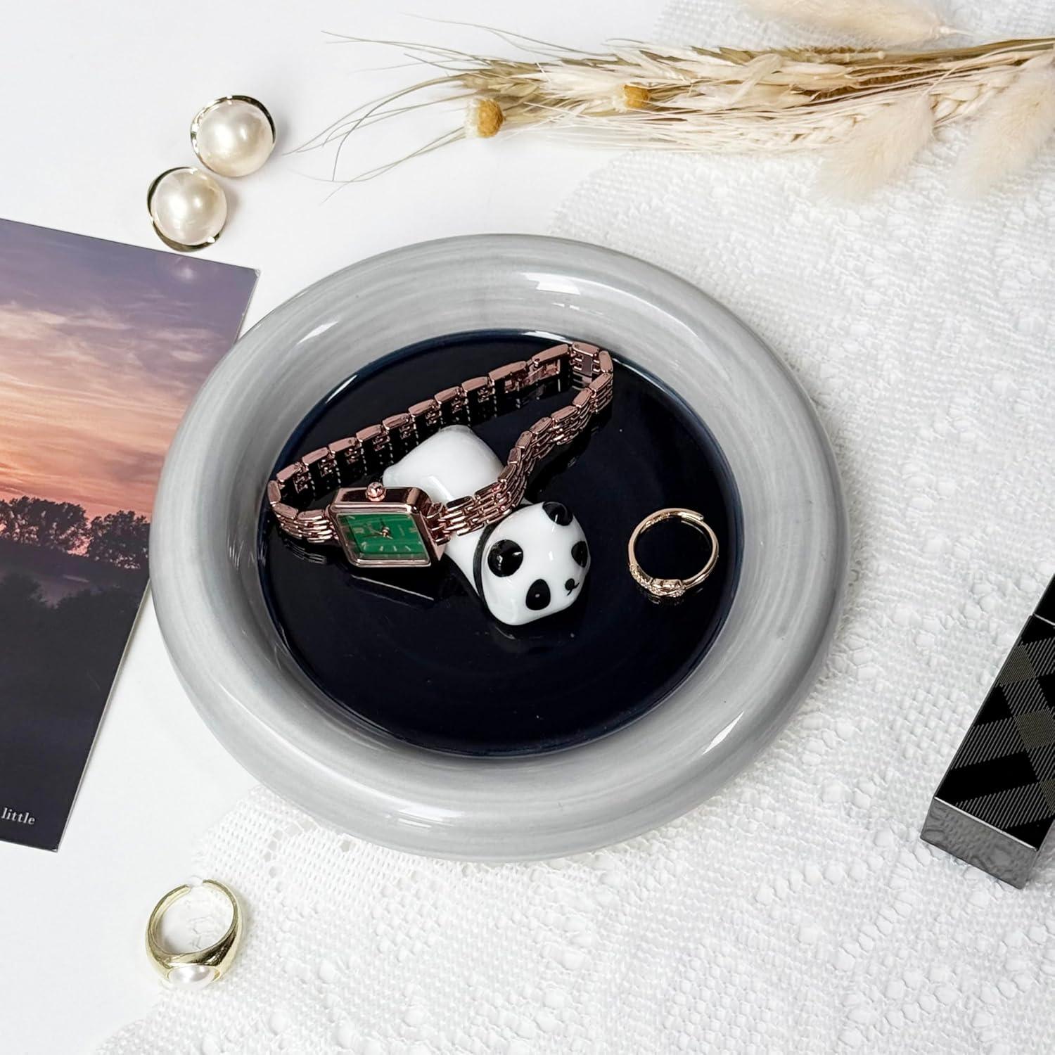 Plato para Joyería Tigermillion Panda Cerámica Negro 15cm