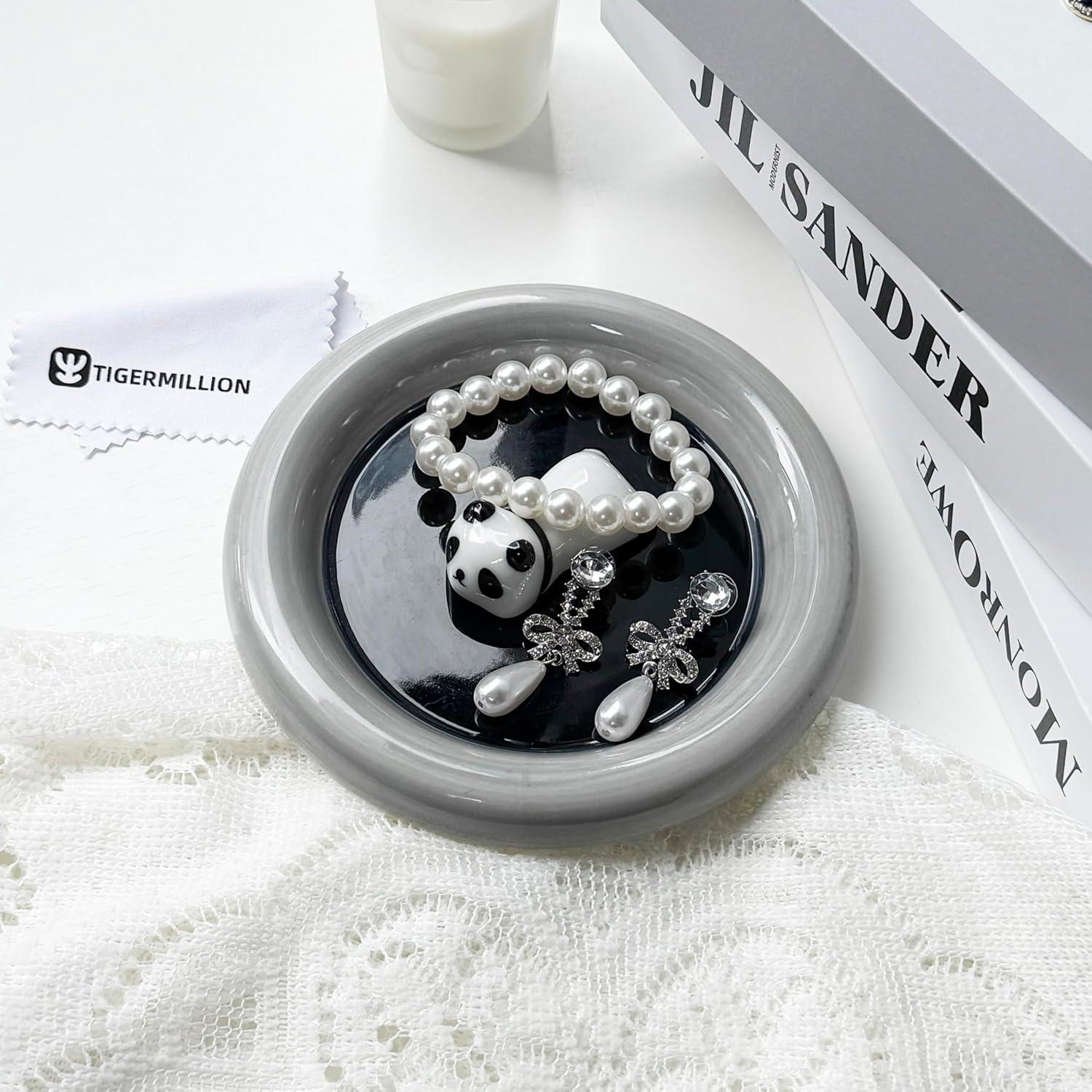 Plato para Joyería Tigermillion Panda Cerámica Negro 15cm