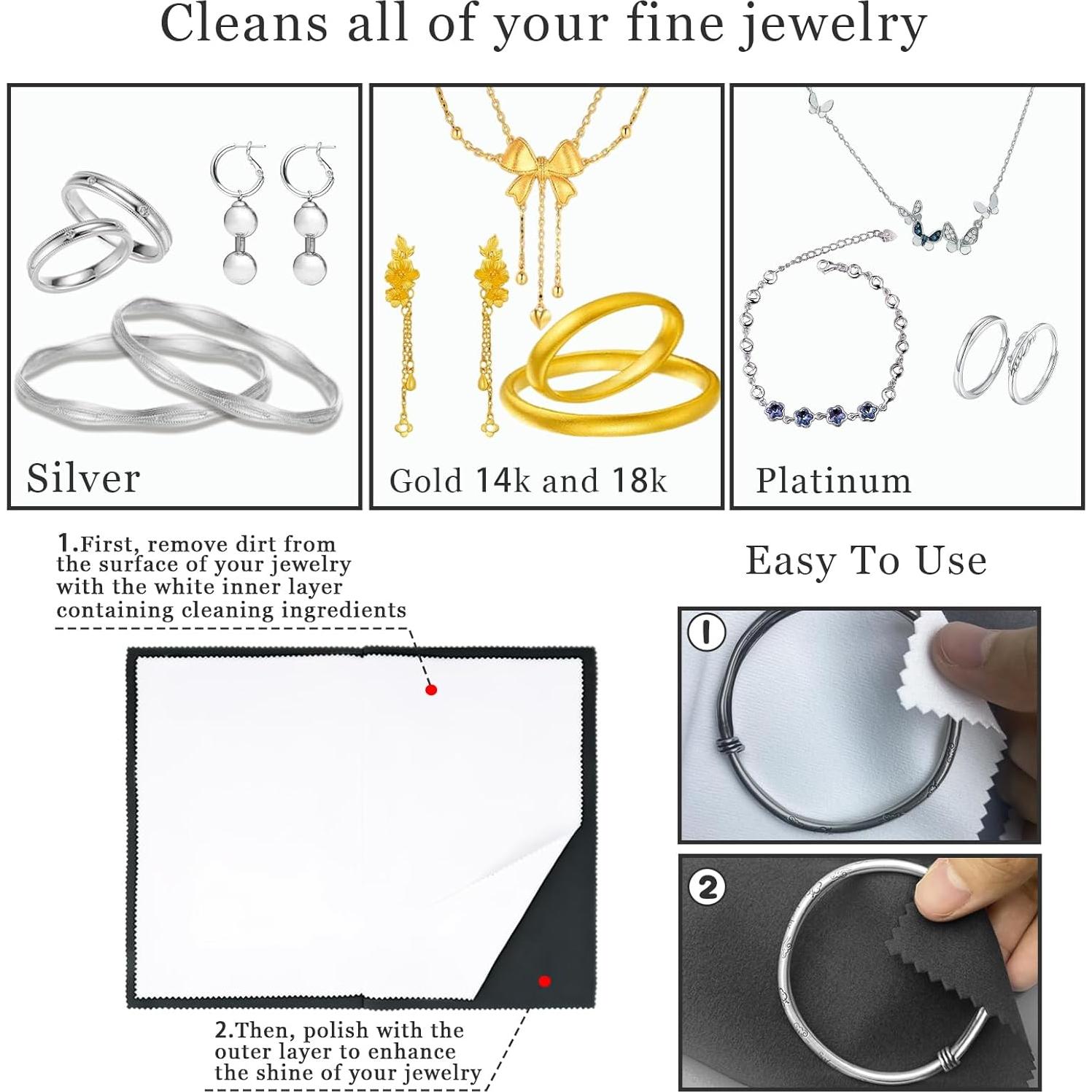 Paño de limpieza de joyas BADAO 6 piezas 15x19 cm