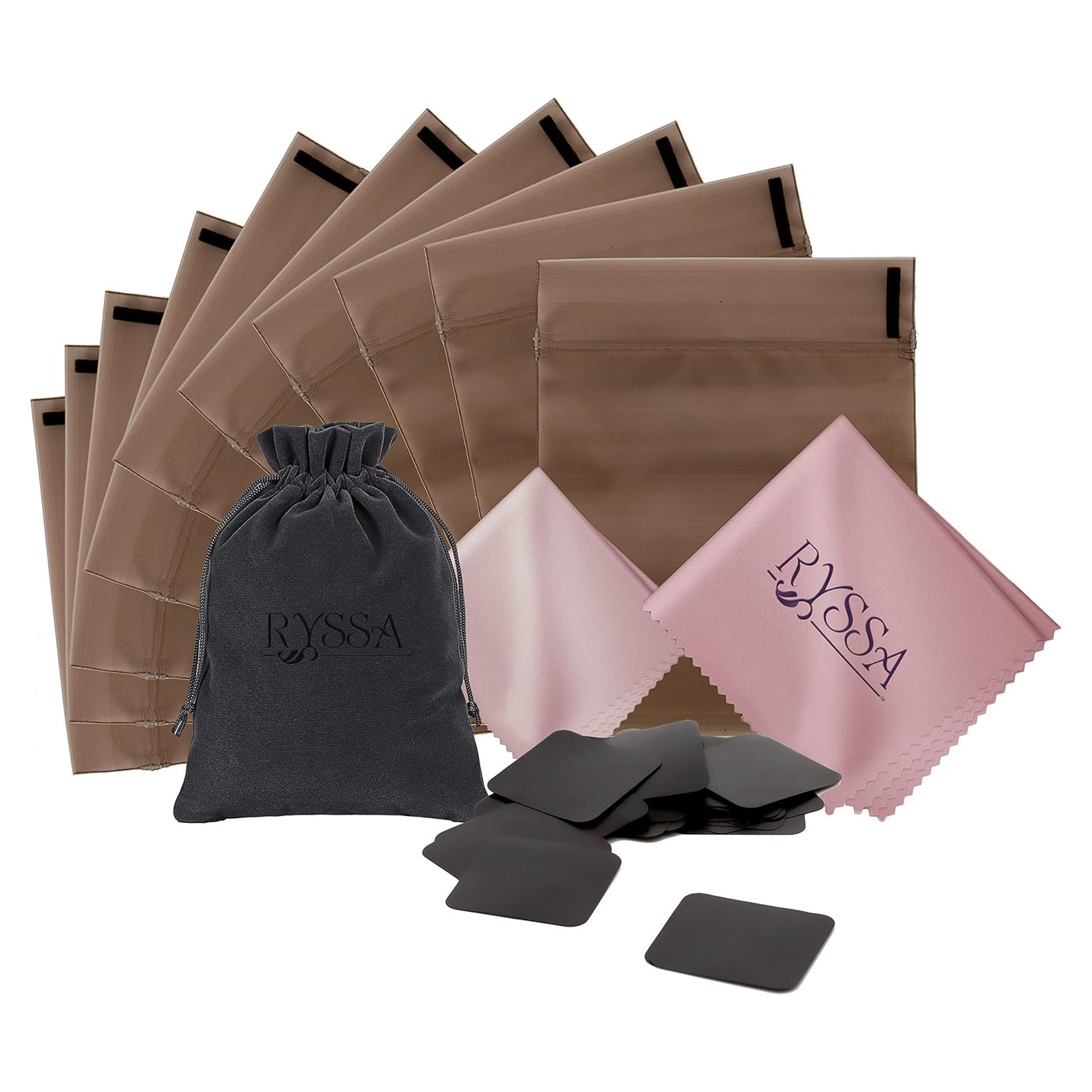 Paquete de Almacenamiento de Joyas Rollander - 10 Bolsas y 50 Tiras Anti Deslustre