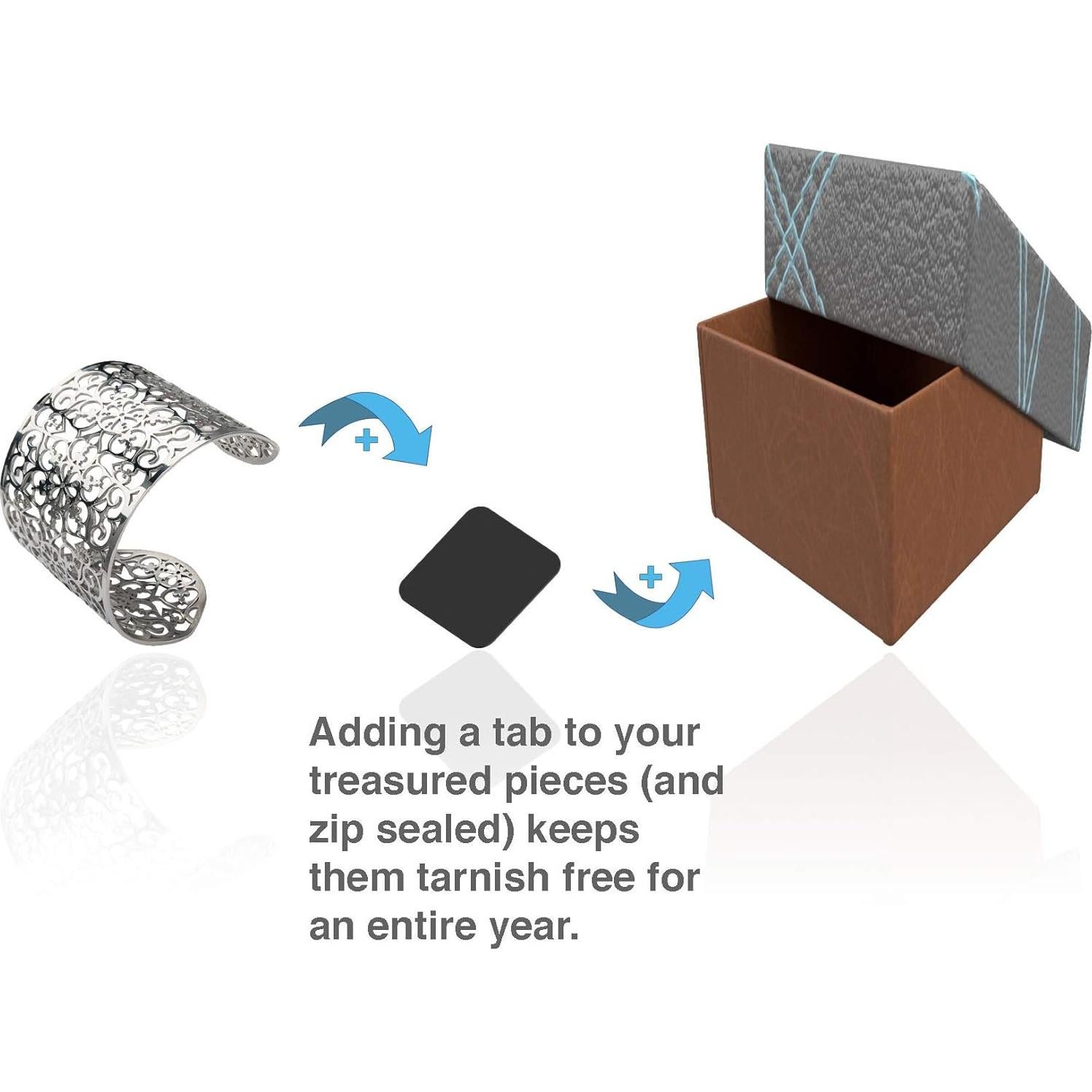 Paquete de Almacenamiento de Joyas Rollander - 10 Bolsas y 50 Tiras Anti Deslustre