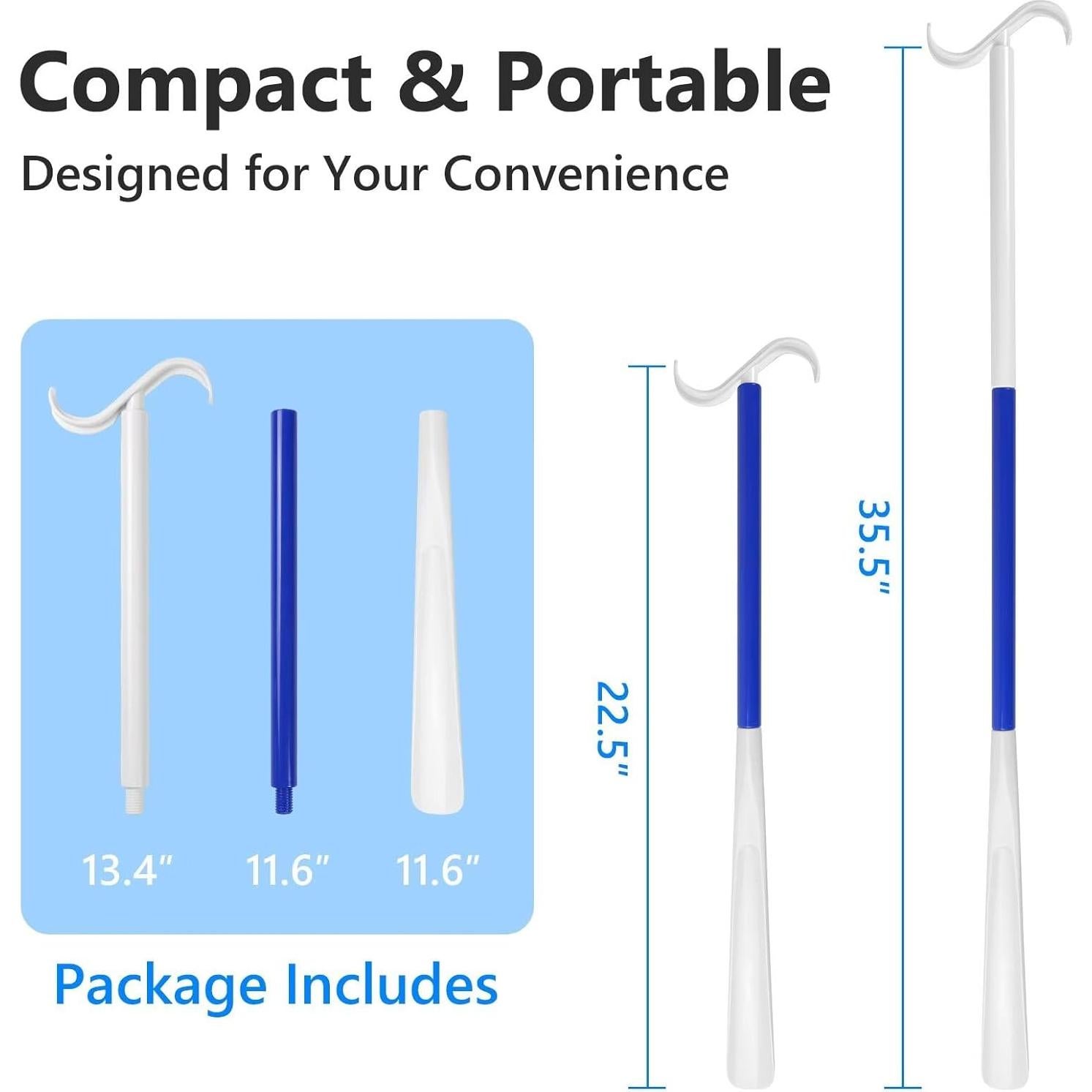 Cuerno de Zapato Ajustable Rewkcy 90 cm Mango Largo Azul