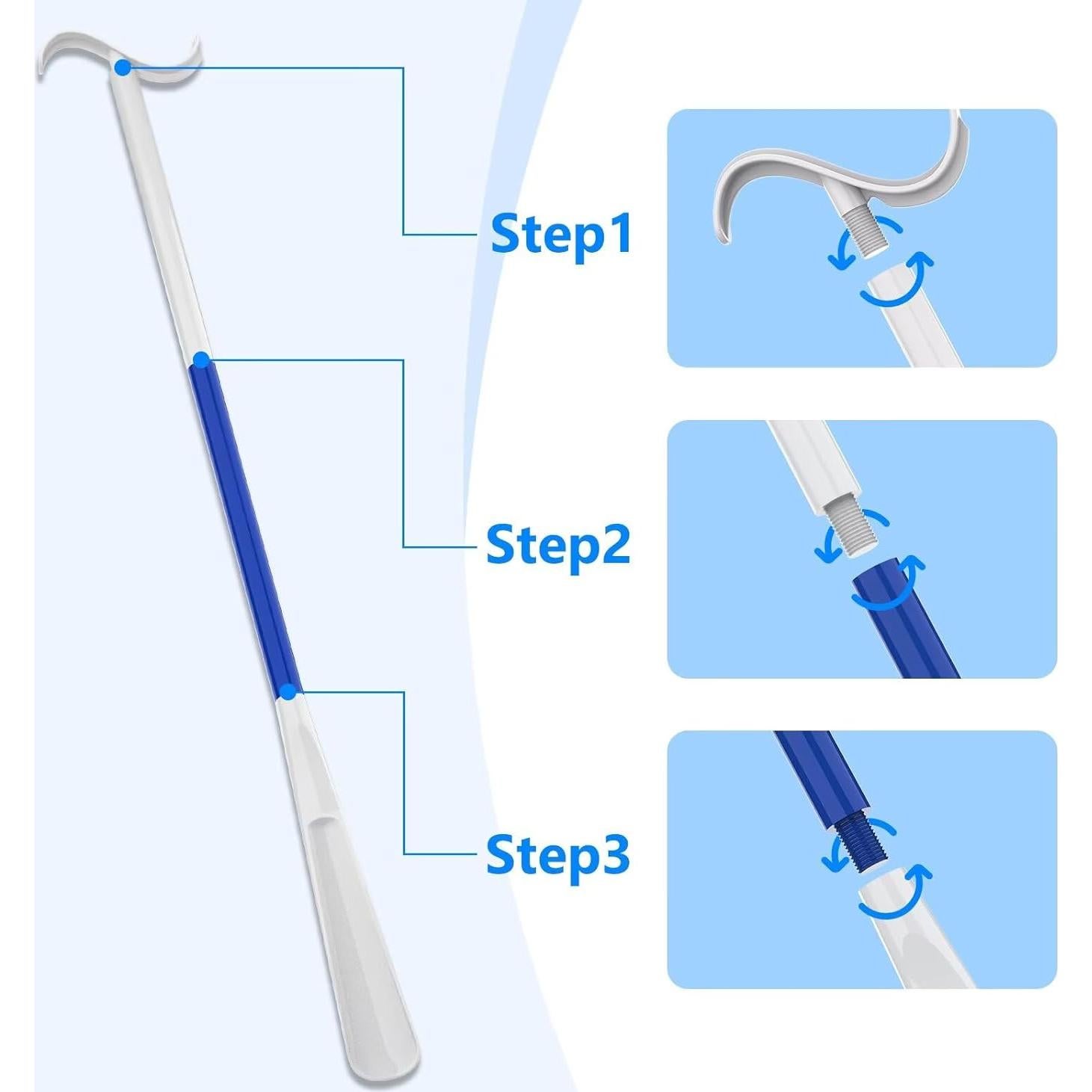 Cuerno de Zapato Ajustable Rewkcy 90 cm Mango Largo Azul