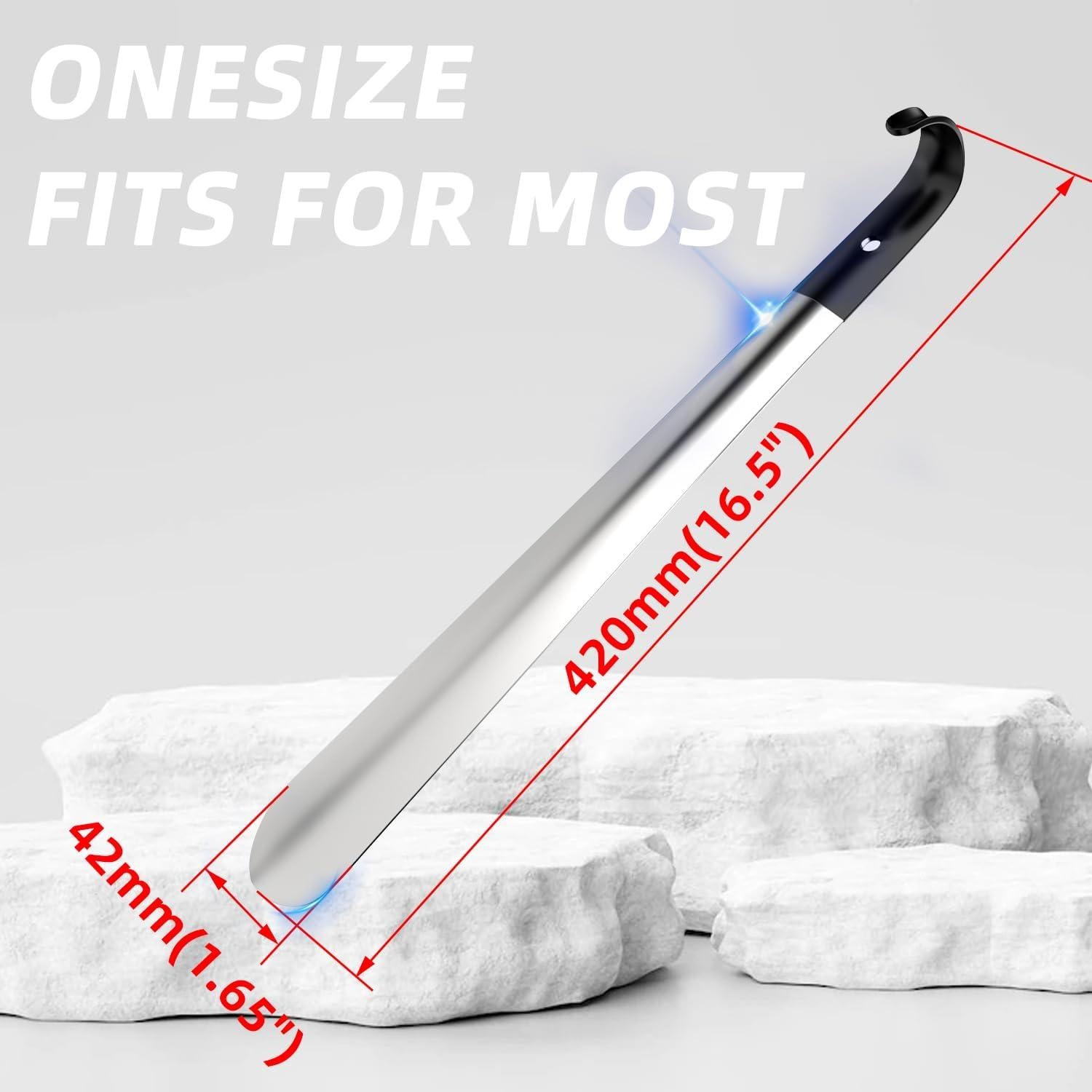 Cuerno de zapato de mango largo AoJiaPin - Acero inoxidable, 2 piezas