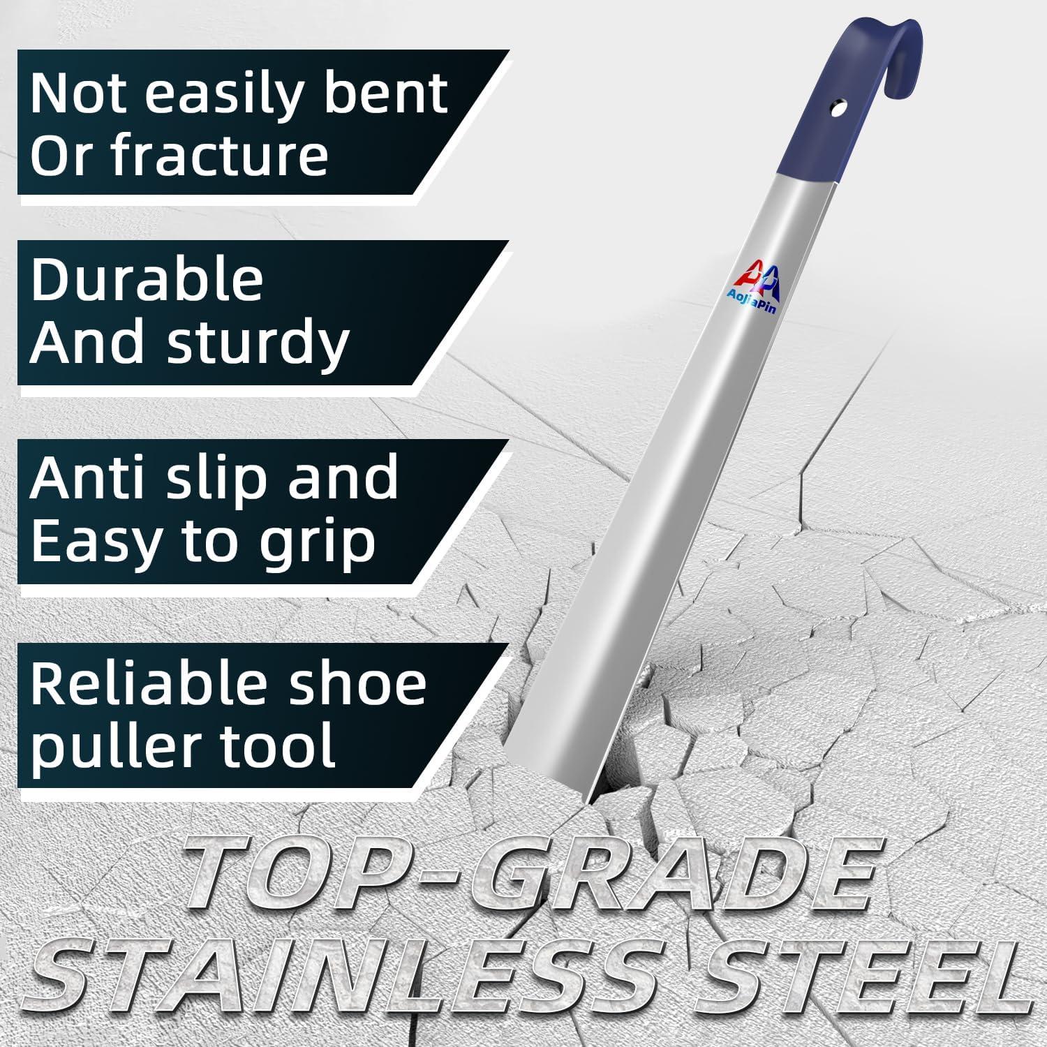 Cuerno de zapato de mango largo AoJiaPin - Acero inoxidable, 2 piezas