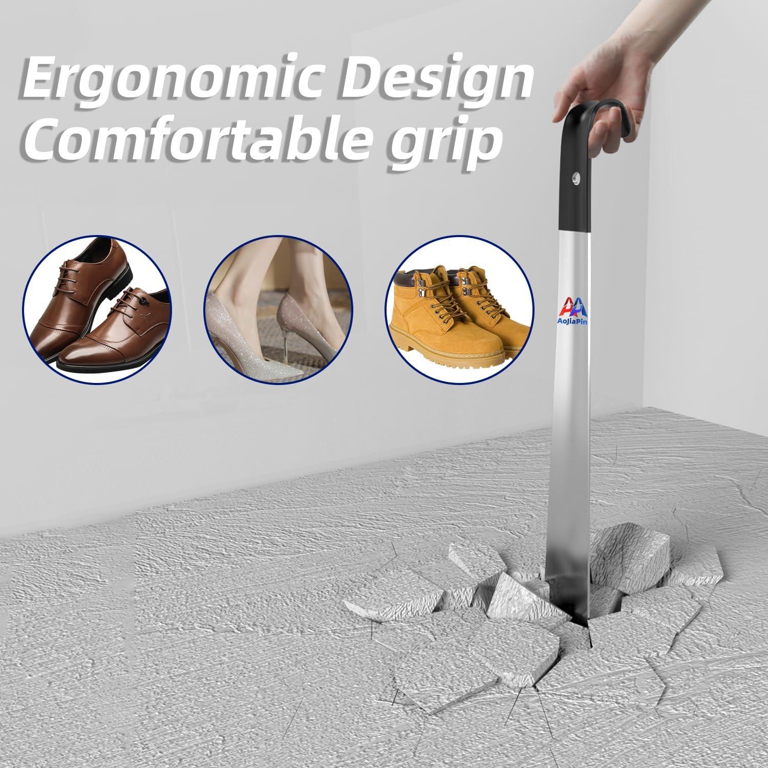 Cuerno de zapato de mango largo AoJiaPin - Acero inoxidable, 2 piezas