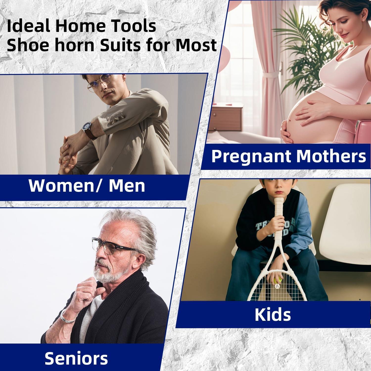 Cuerno de zapato de mango largo AoJiaPin - Acero inoxidable, 2 piezas