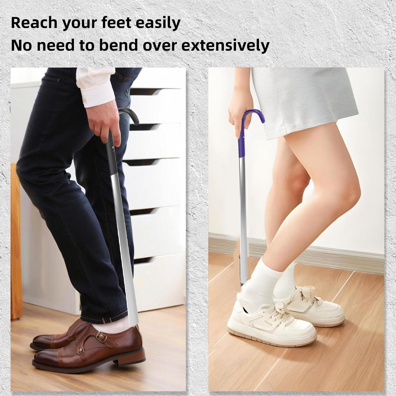 Cuerno de zapato de mango largo AoJiaPin - Acero inoxidable, 2 piezas