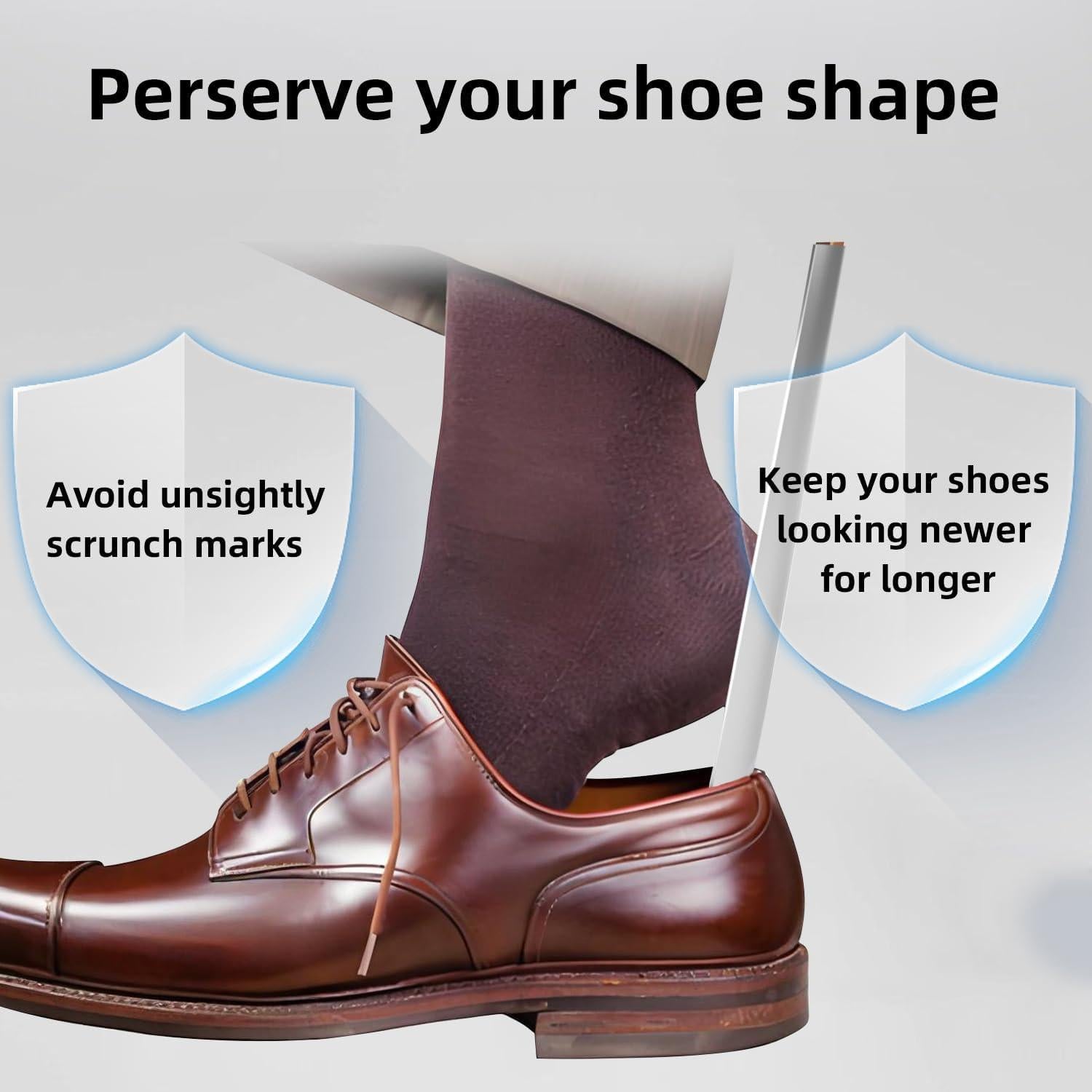 Cuerno de zapato de mango largo AoJiaPin - Acero inoxidable, 2 piezas