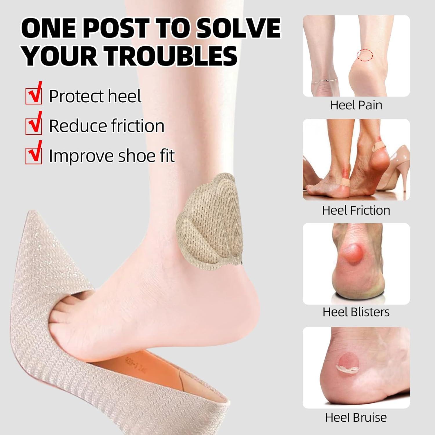 Cojines para Talones FootJKYX - 4 Pares Negros Antideslizantes