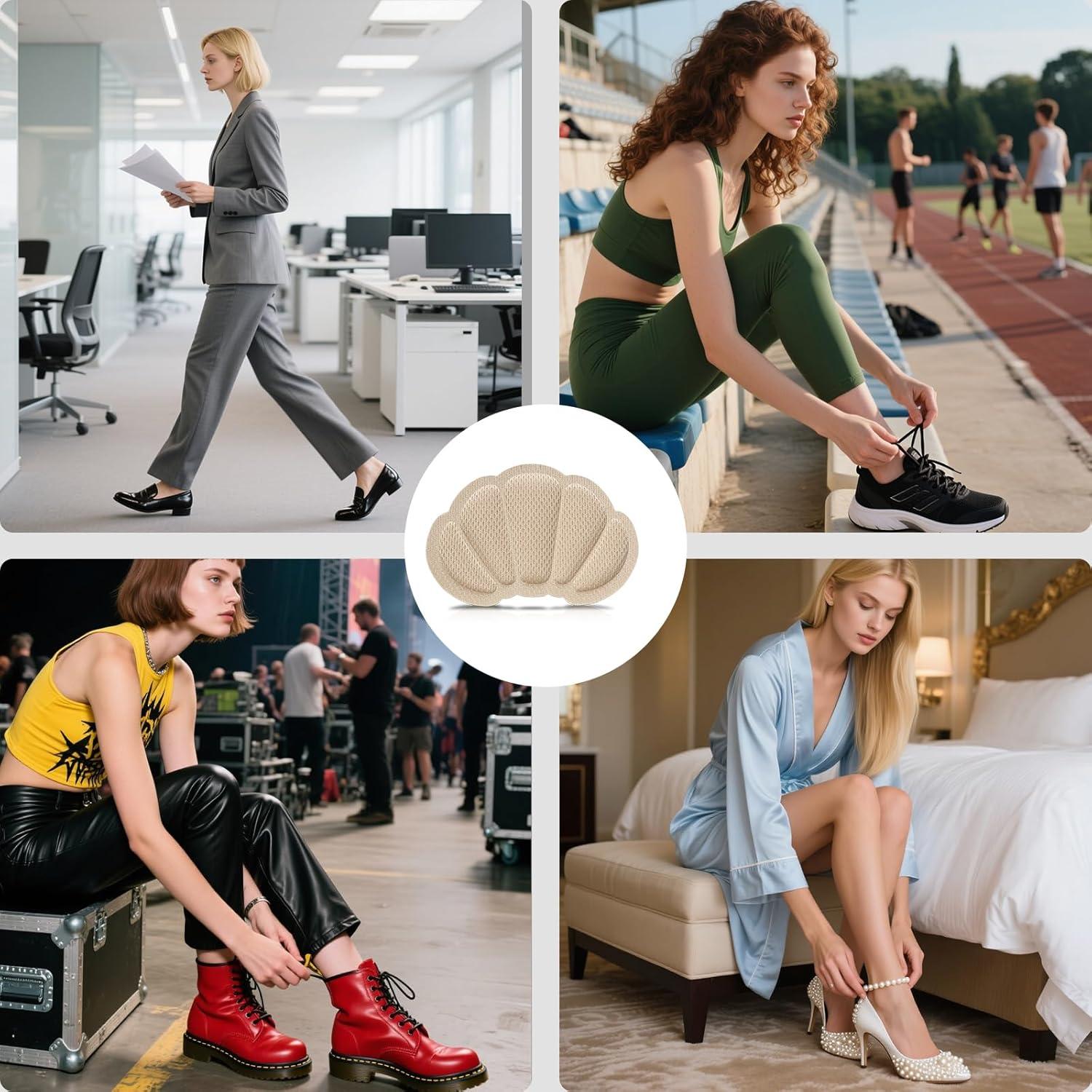 Cojines para Talones FootJKYX - 4 Pares Negros Antideslizantes