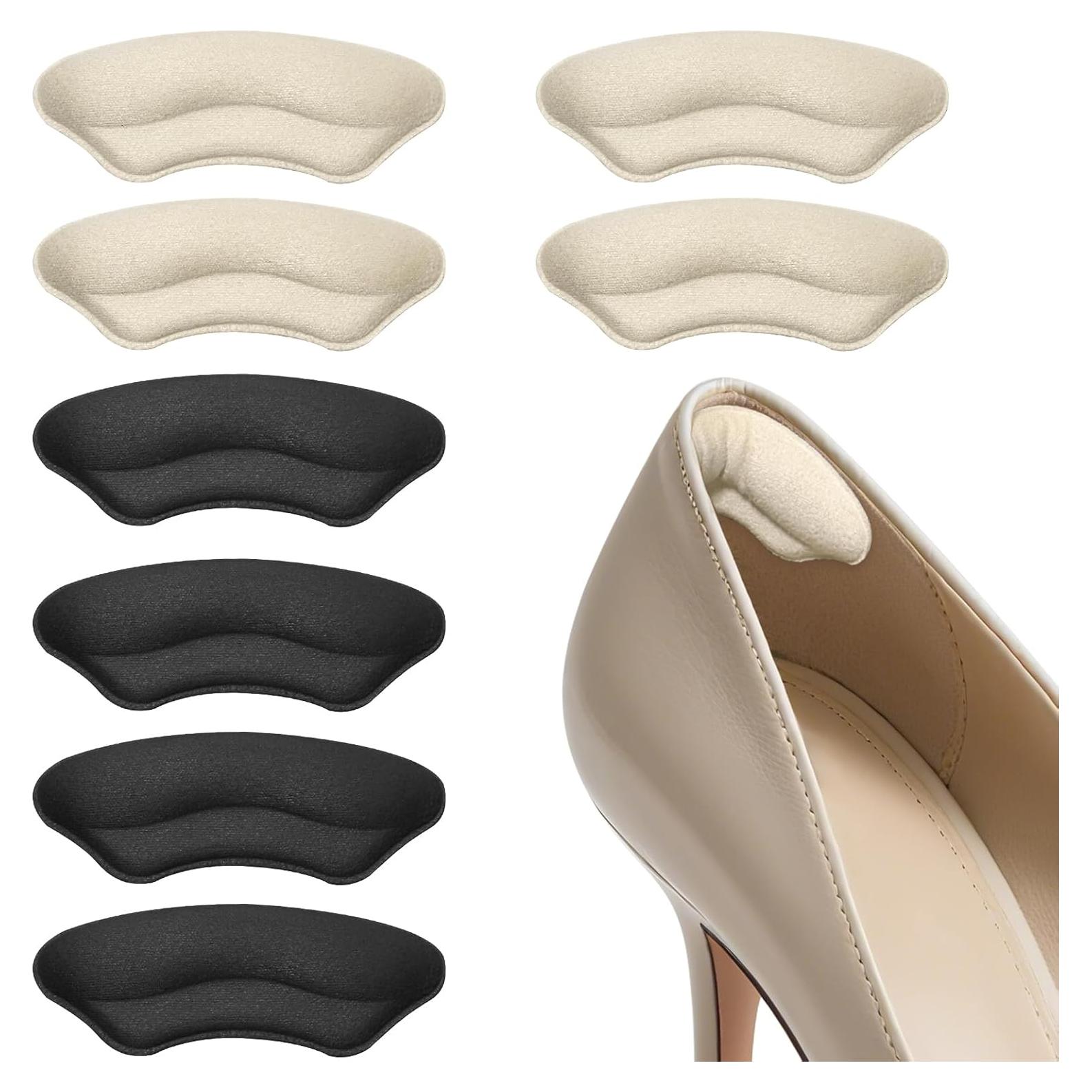 Almohadillas para Talones Ouzorp - 4 Pares Ajustables Melocotón y Negro