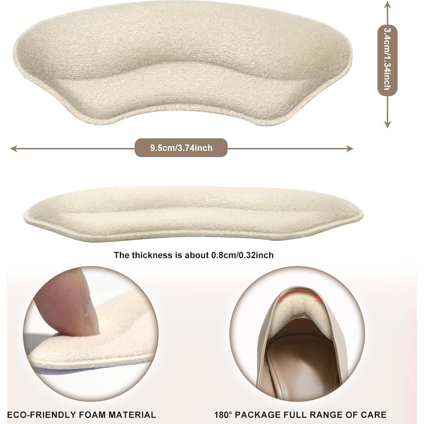 Almohadillas para Talones Ouzorp - 4 Pares Ajustables Melocotón y Negro