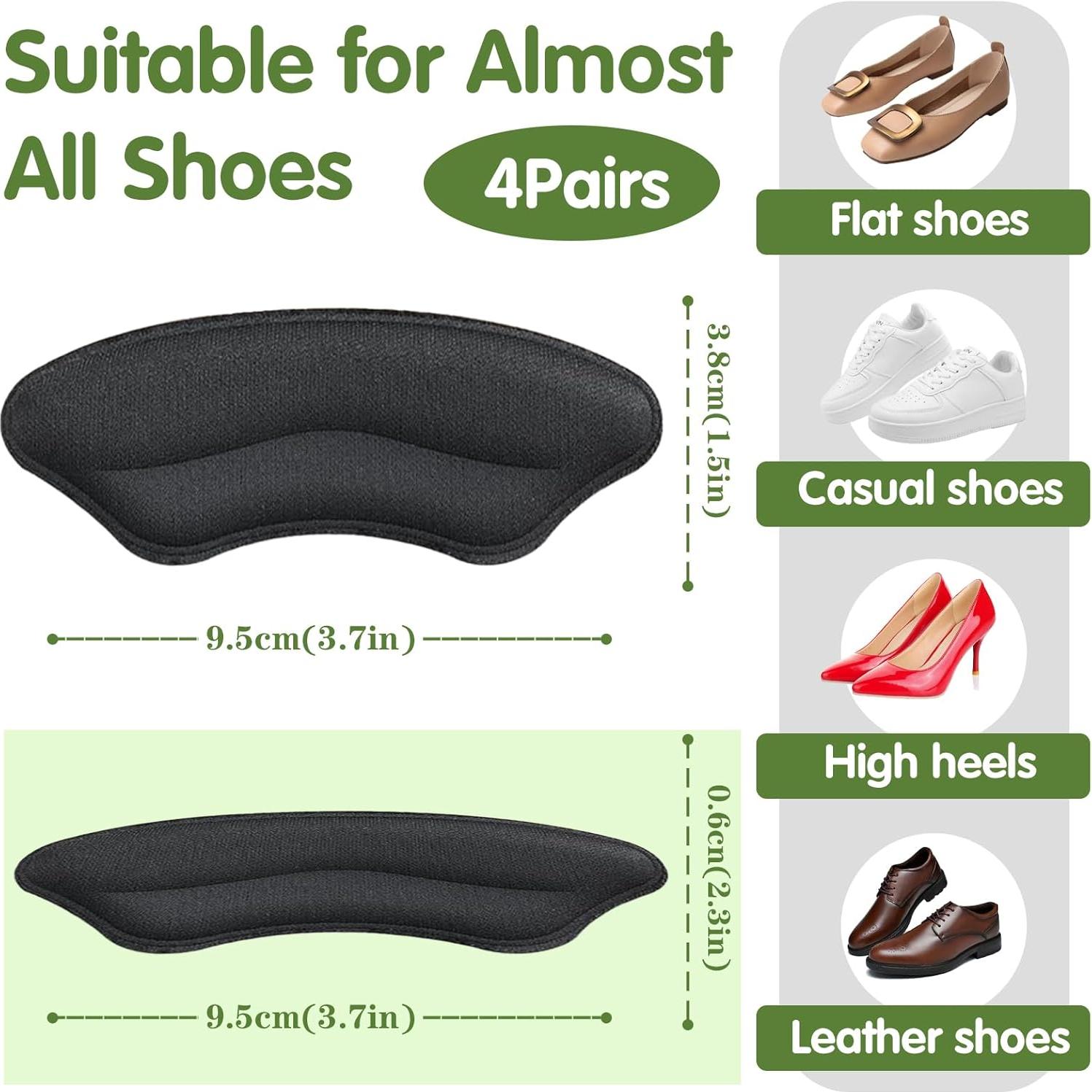 Almohadillas de Talón Egowry - 4 Pares Ajustadores Negros