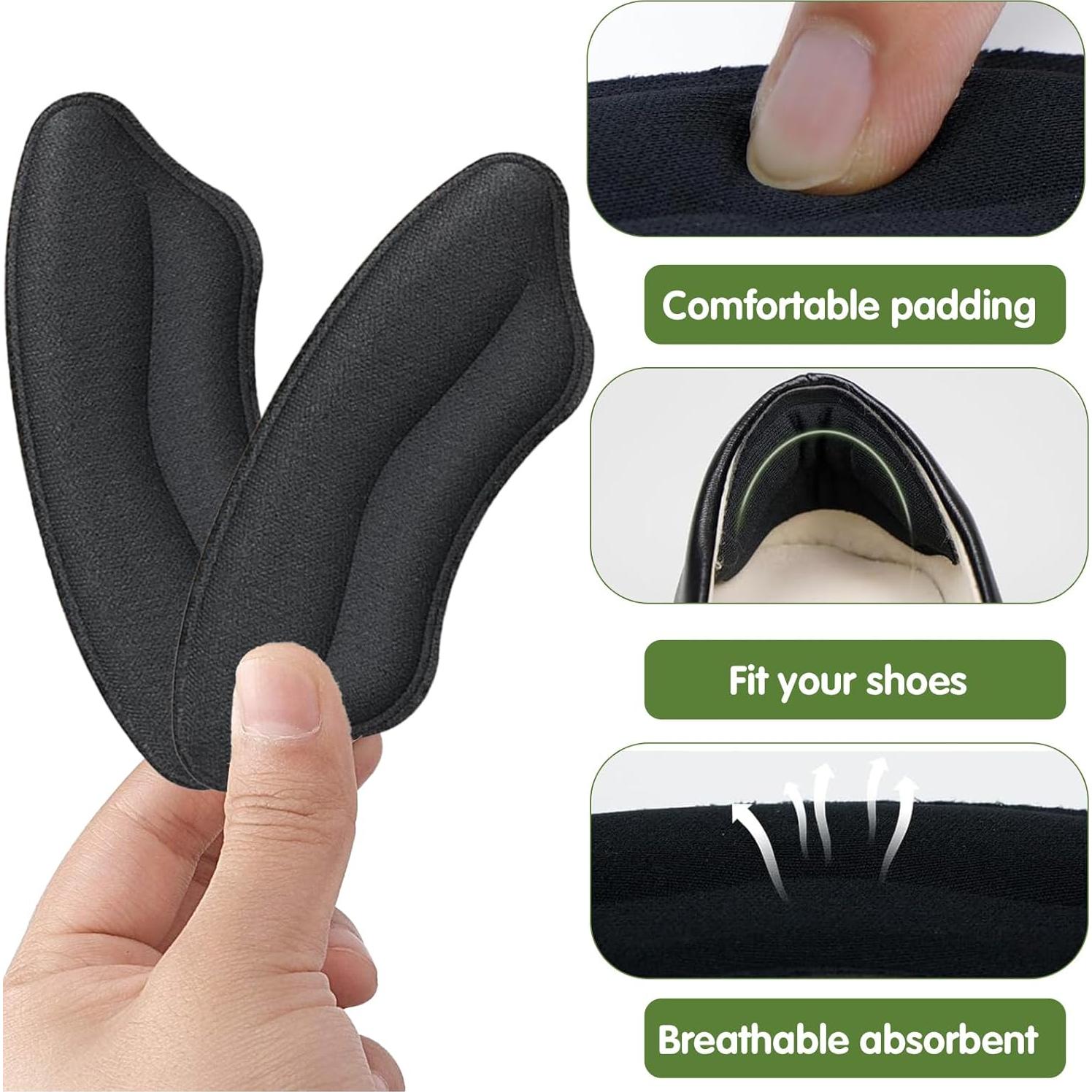 Almohadillas de Talón Egowry - 4 Pares Ajustadores Negros