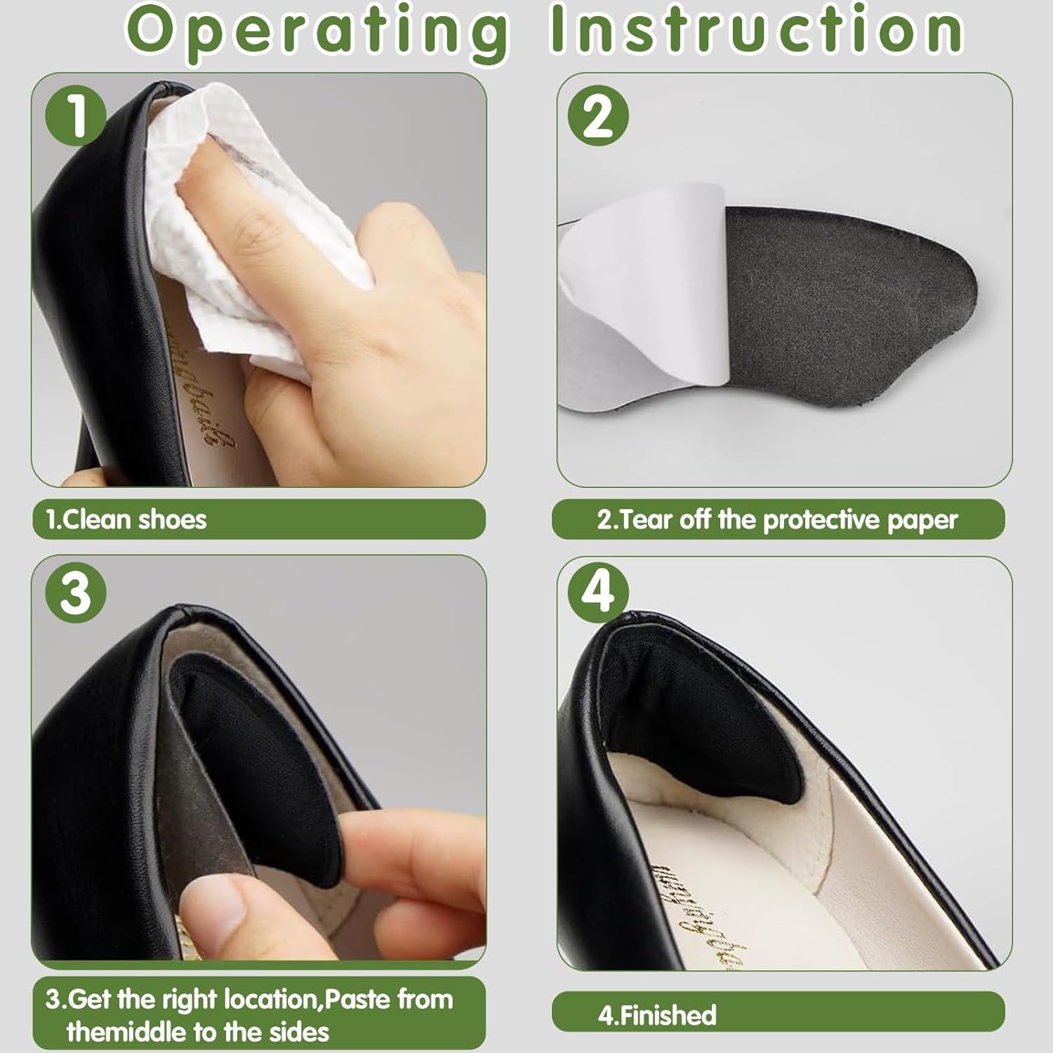 Almohadillas de Talón Egowry - 4 Pares Ajustadores Negros