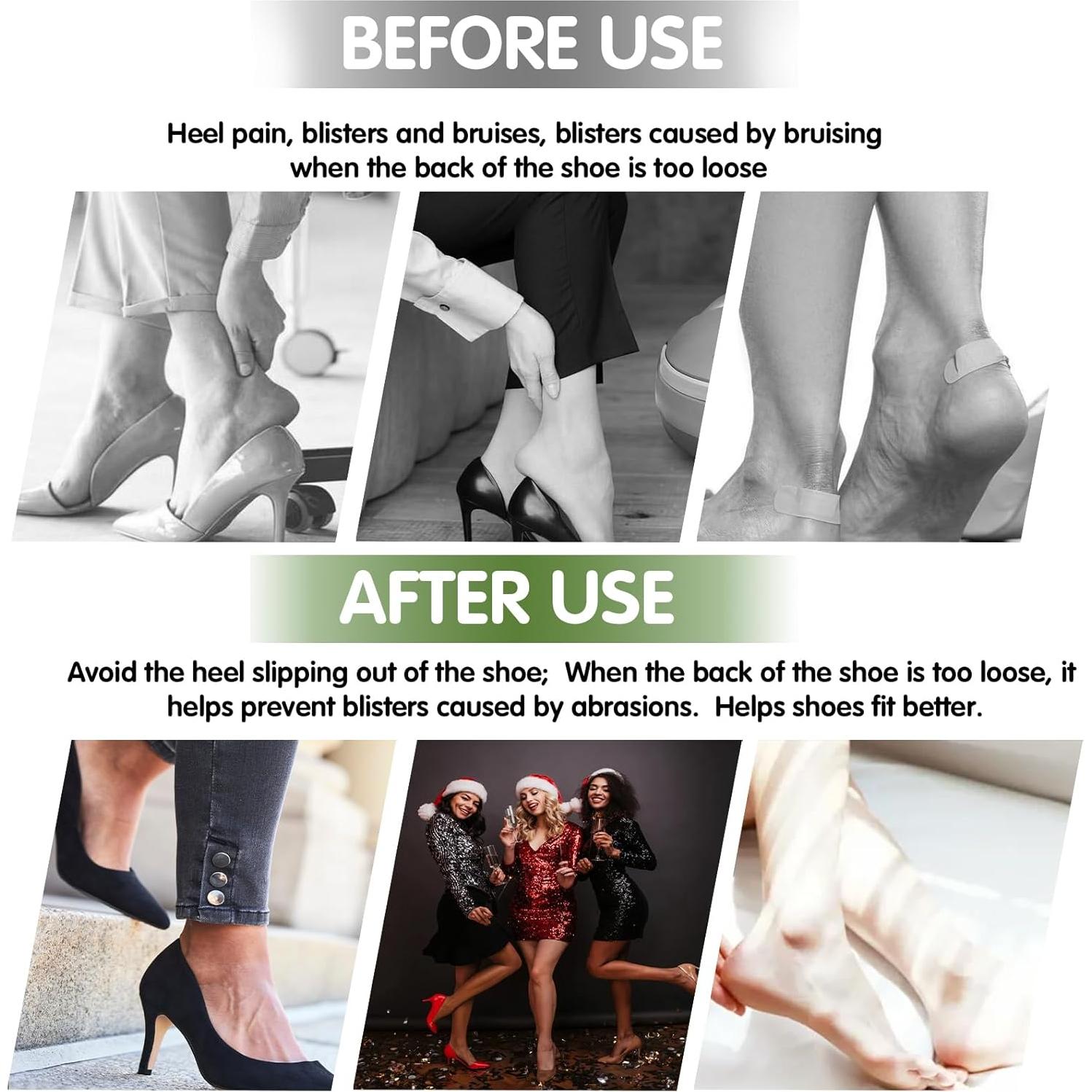 Almohadillas de Talón Egowry - 4 Pares Ajustadores Negros