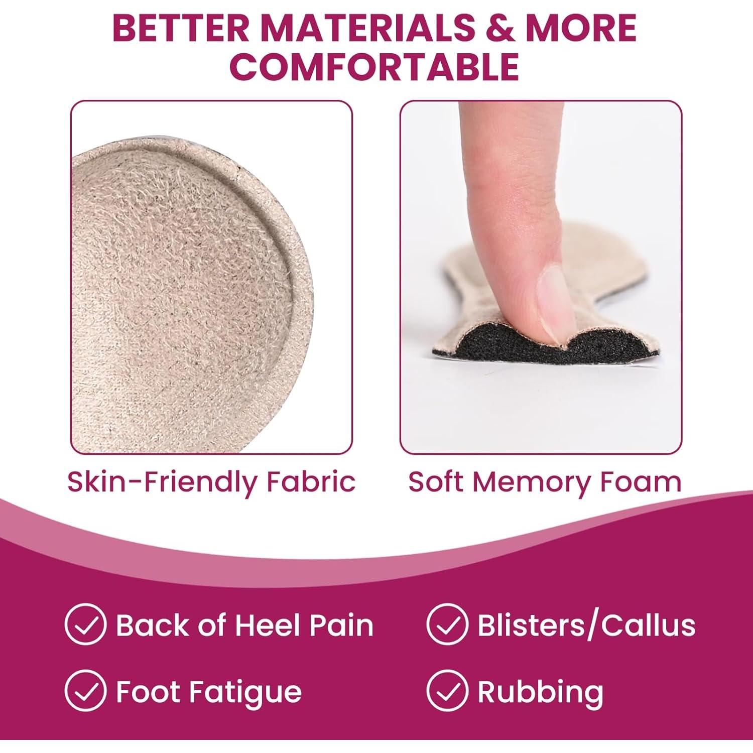 Cojines para Talones Bukihome - 4 Pares Beige Antideslizantes