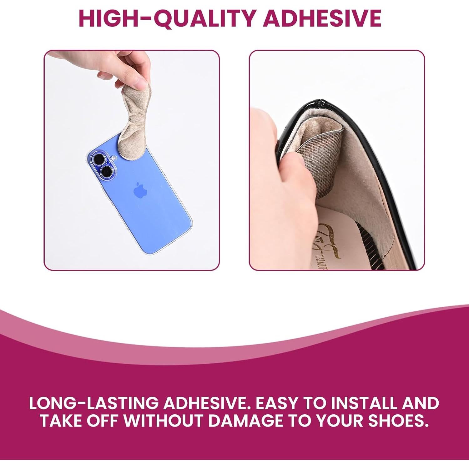 Cojines para Talones Bukihome - 4 Pares Beige Antideslizantes