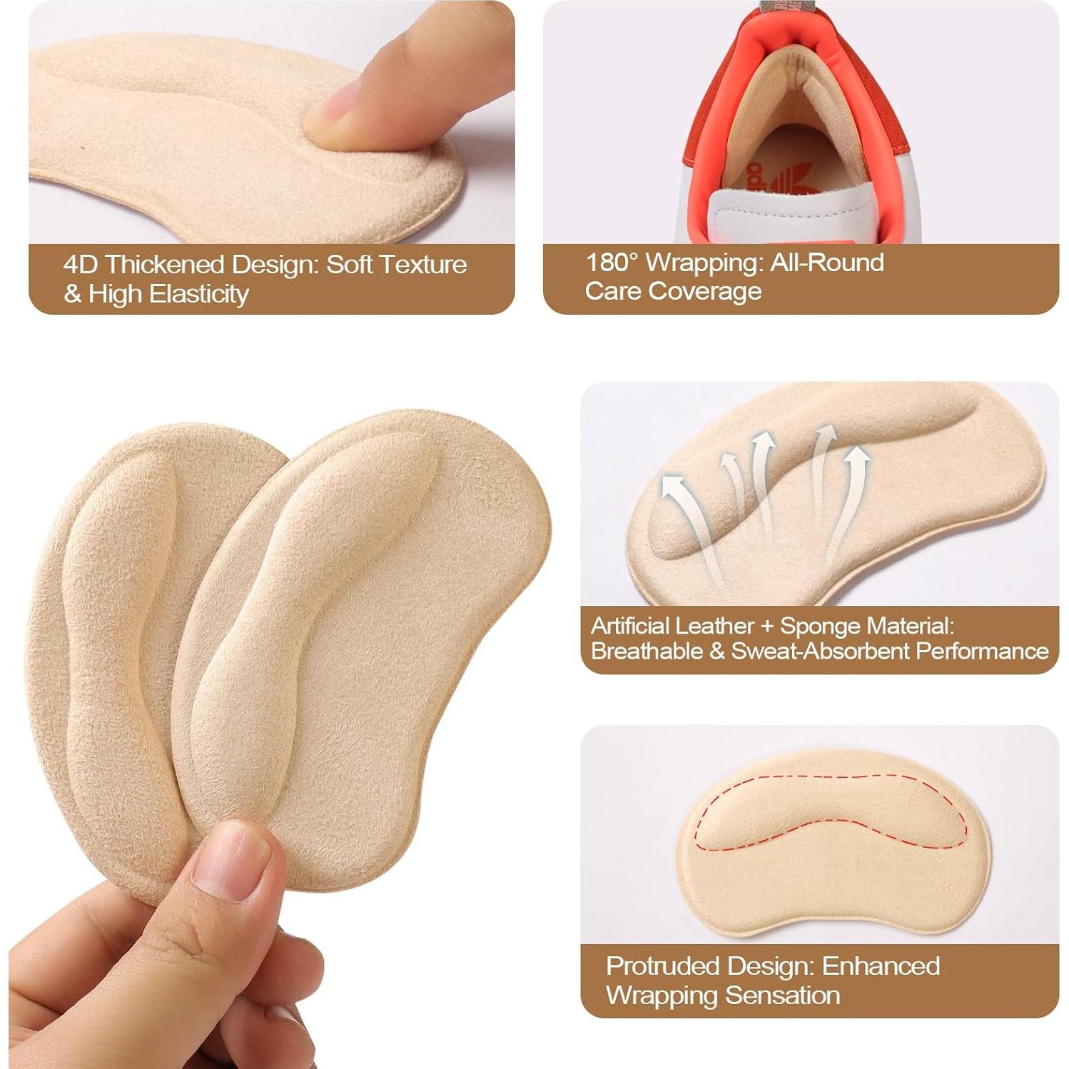 6 Pares Almohadillas Talón GQTJP Negro Beige Antideslizantes