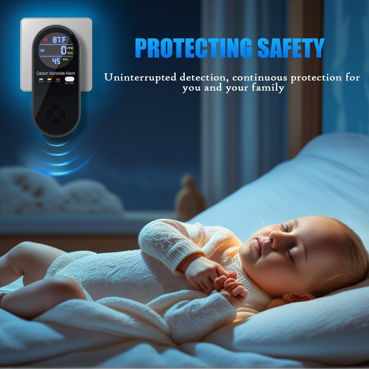 Detector de Monóxido de Carbono WESHLGD Enchufable 3 en 1