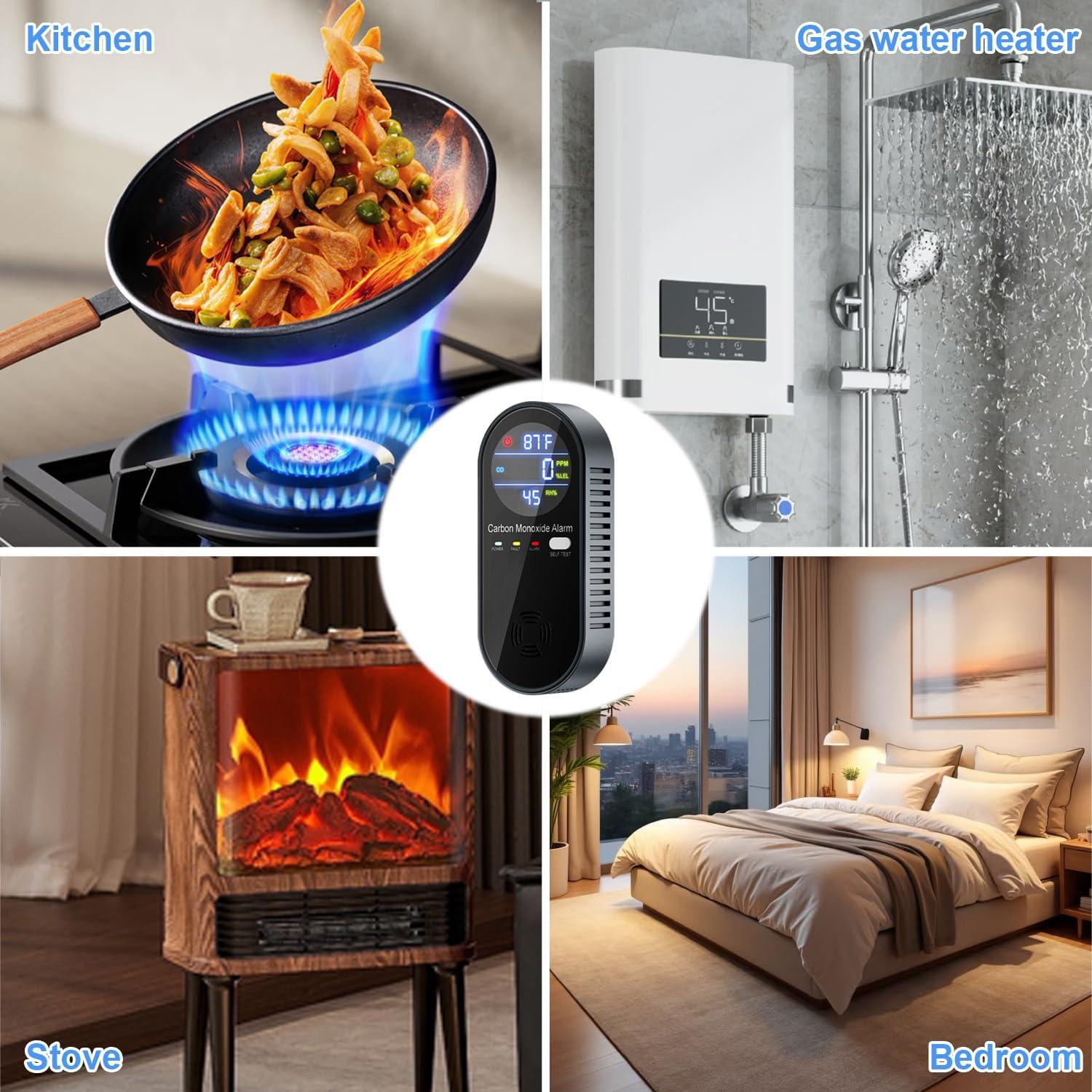 Detector de Monóxido de Carbono WESHLGD Enchufable 3 en 1