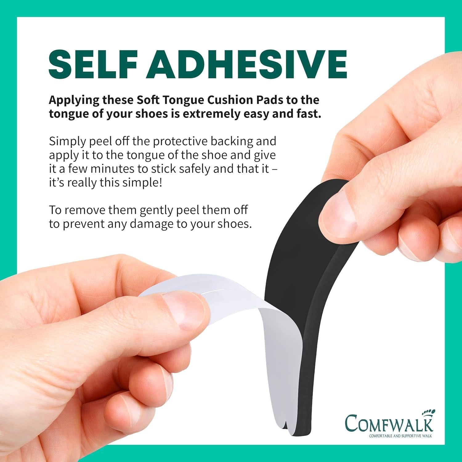 Almohadillas de Lengua Comfwalk - Fieltro Suave Negro, 3 Pares