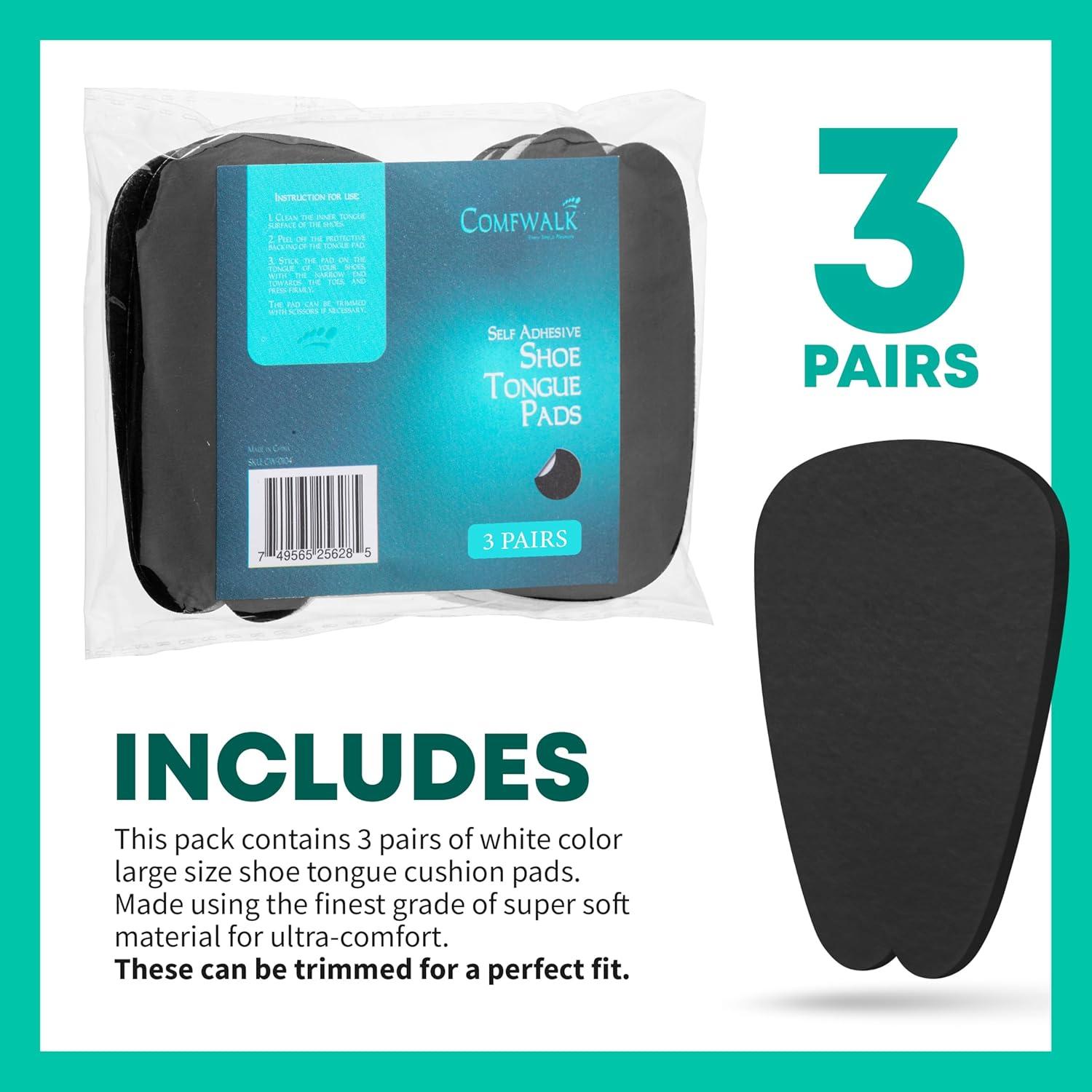 Almohadillas de Lengua Comfwalk - Fieltro Suave Negro, 3 Pares