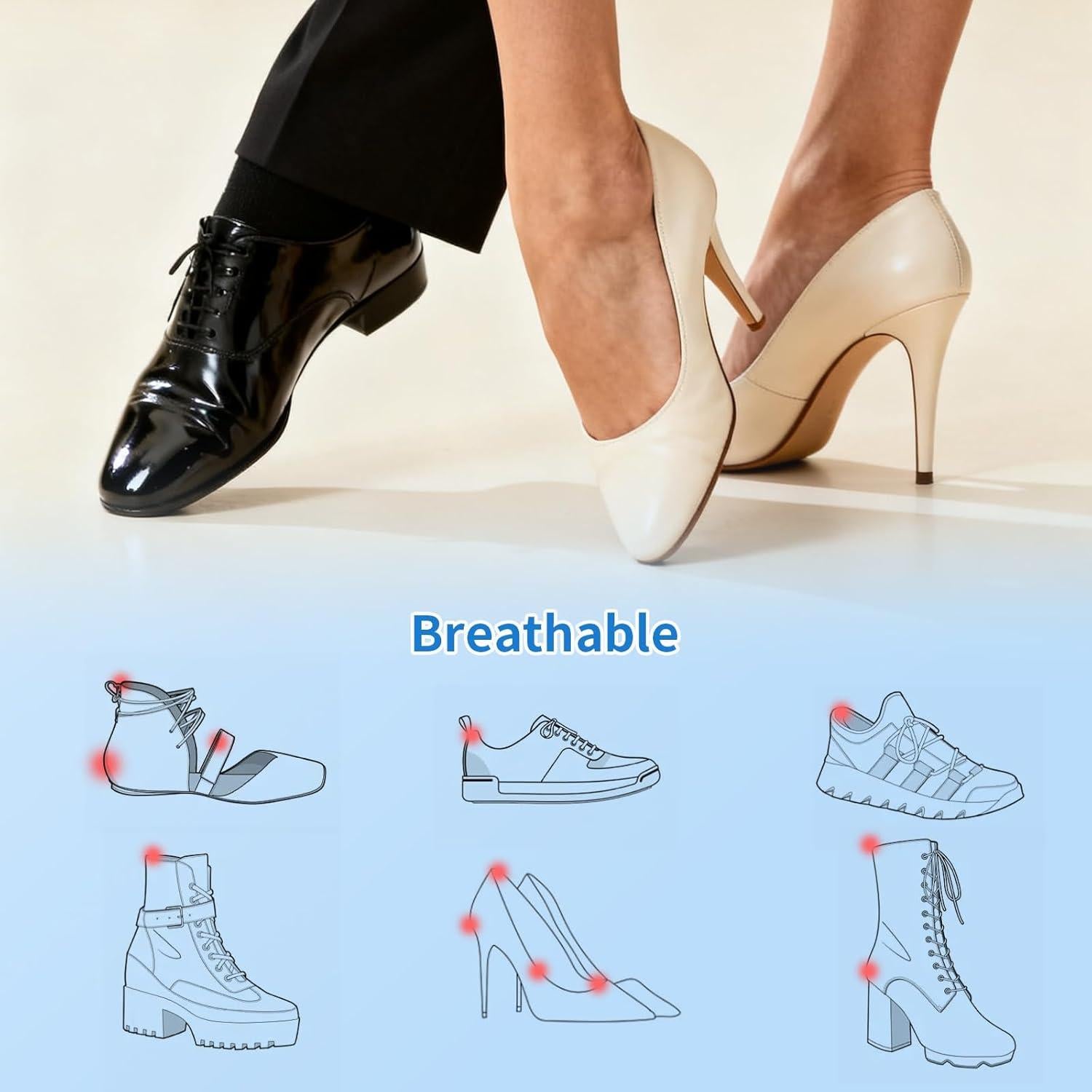 16 Almohadillas de Gel para Talones Fvbber - Antideslizantes y Reutilizables