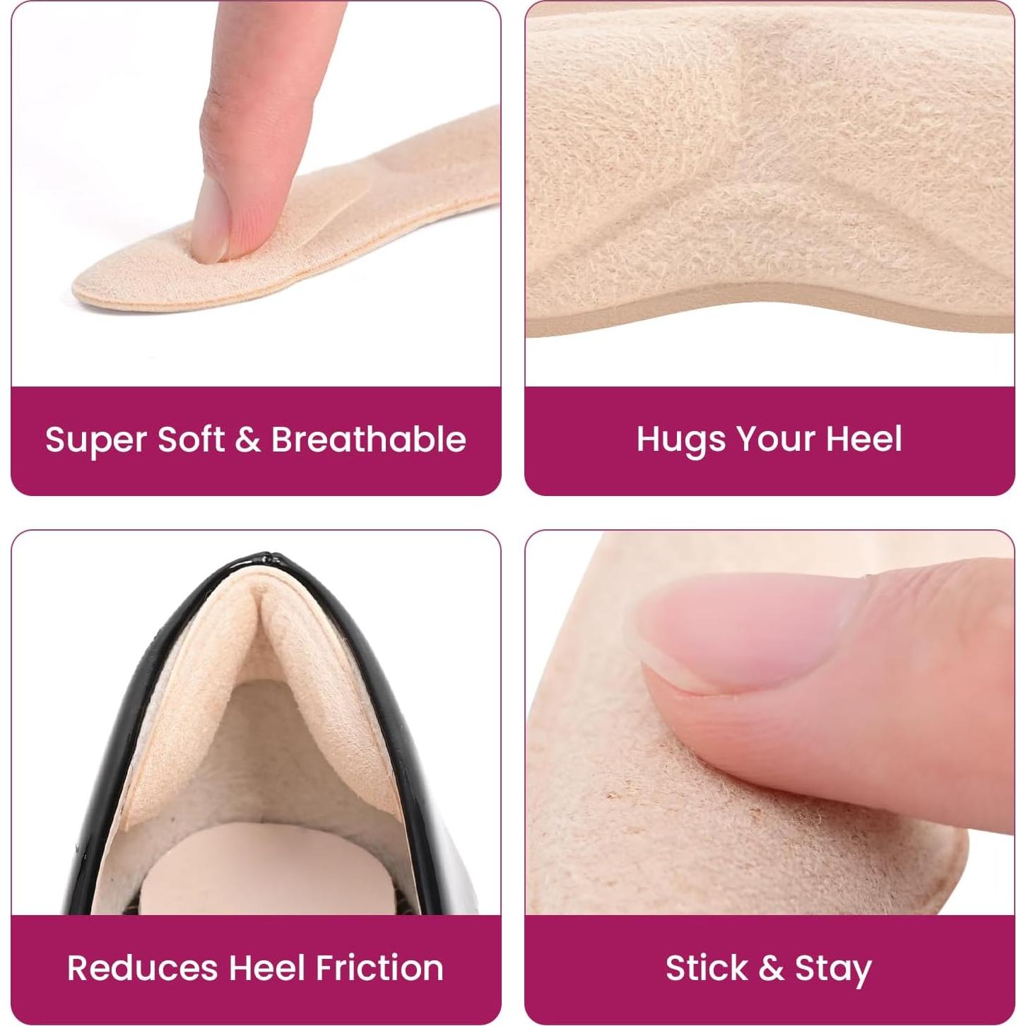 Almohadillas de Talón Antideslizantes Bukihome - 4 Pares Beige