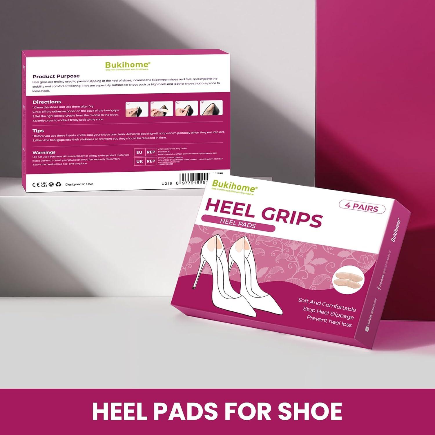 Almohadillas de Talón Antideslizantes Bukihome - 4 Pares Beige