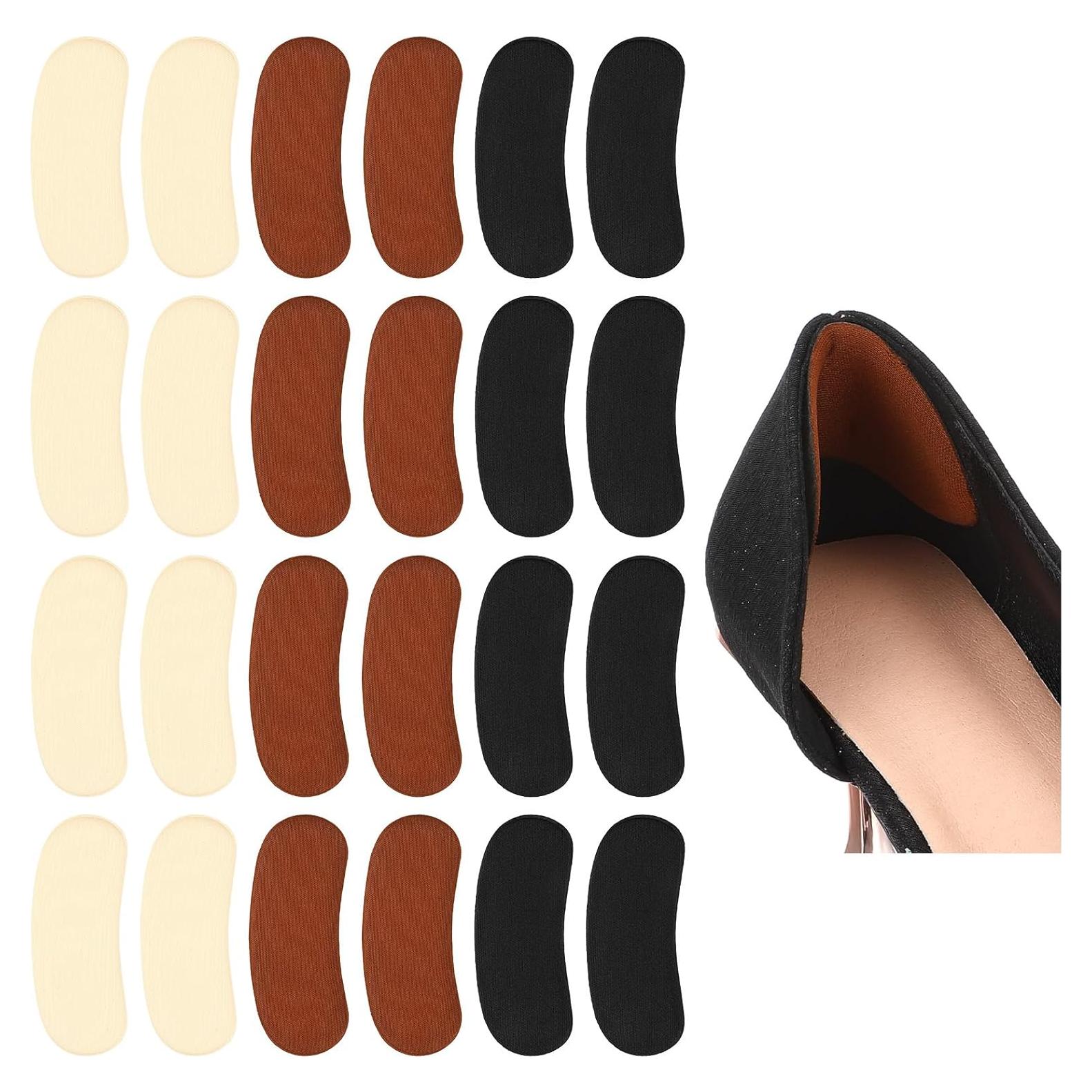 12 Pares Almohadillas Talones Antideslizantes Wanmu - Negro, Albaricoque, Marrón