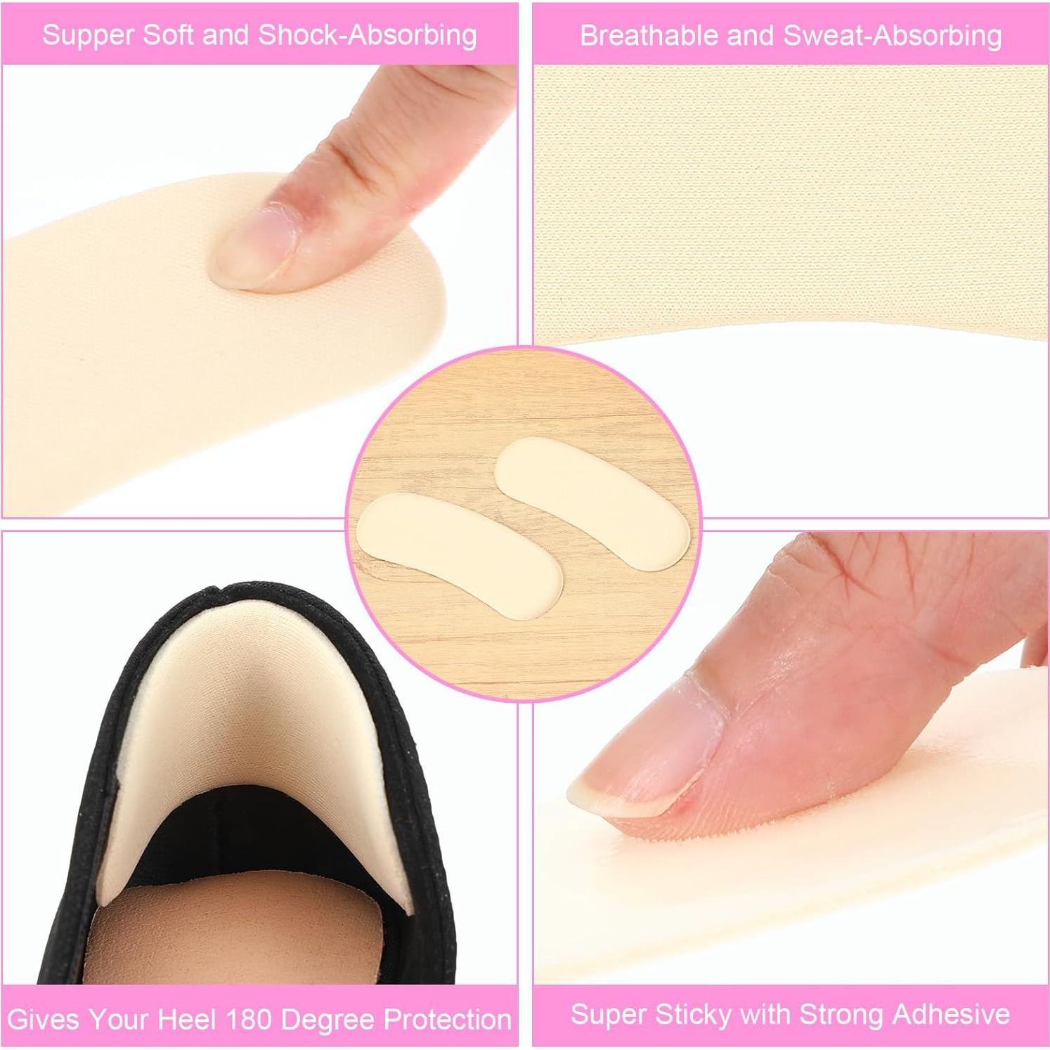 12 Pares Almohadillas Talones Antideslizantes Wanmu - Negro, Albaricoque, Marrón