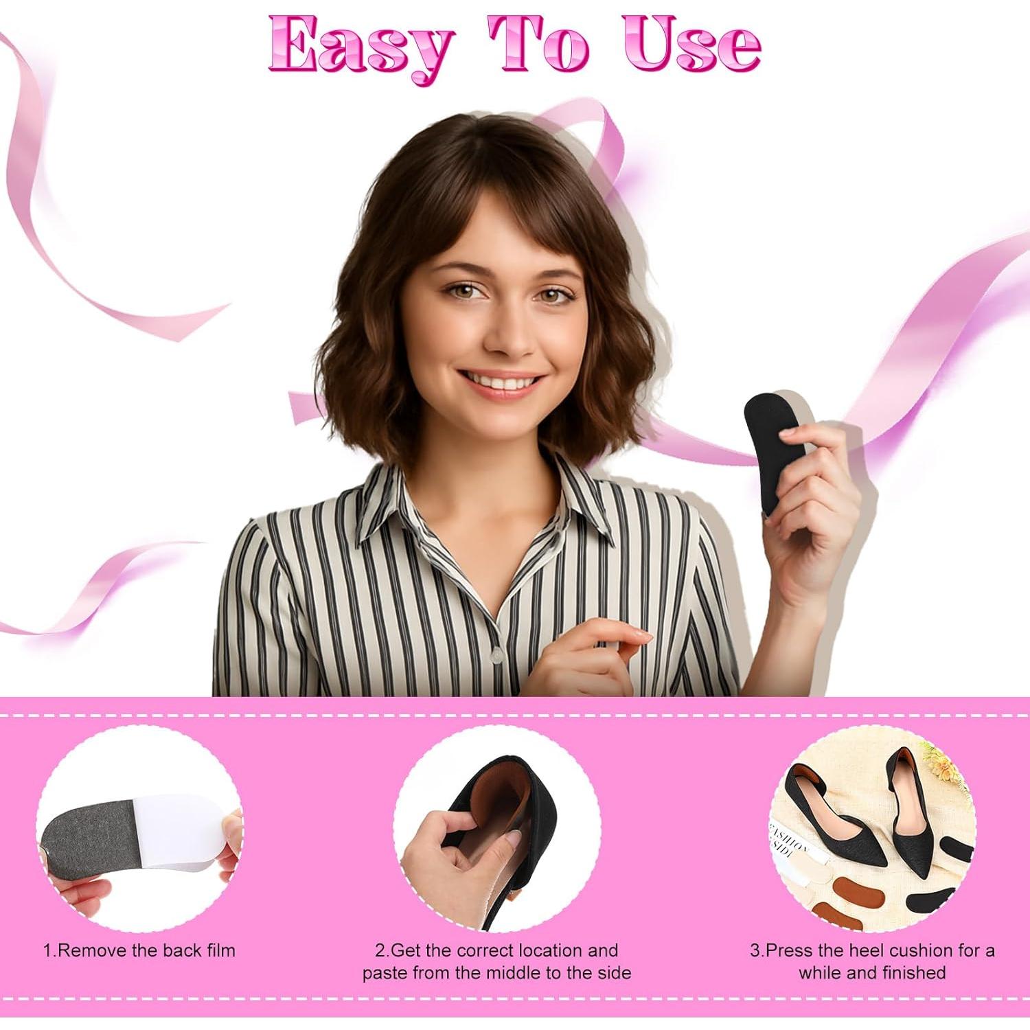 12 Pares Almohadillas Talones Antideslizantes Wanmu - Negro, Albaricoque, Marrón