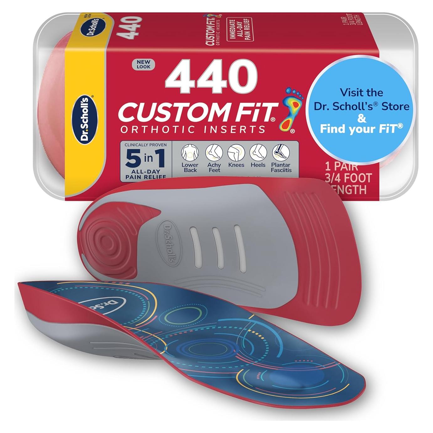 Plantillas ortopédicas Dr. Scholl's Custom Fit 3/4 para dolor