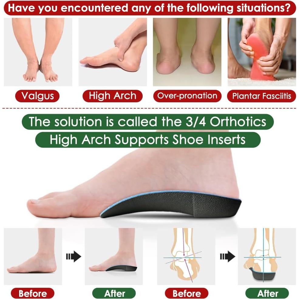 Plantillas Ortopédicas 3/4 Dr. Foot para Pies Planos - Rojo Mediano