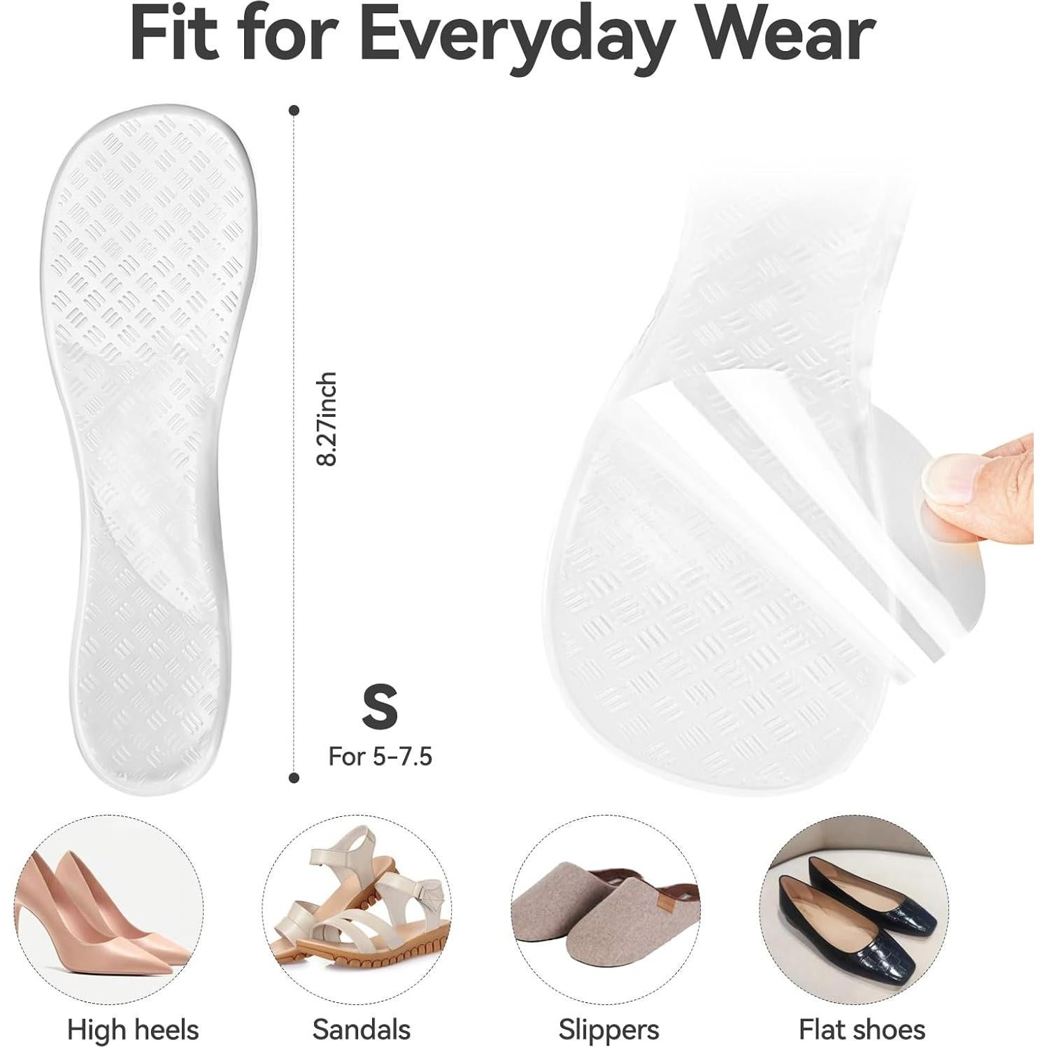 Inserciones de Gel para Sandalias Suchewha 3/4 Antideslizantes